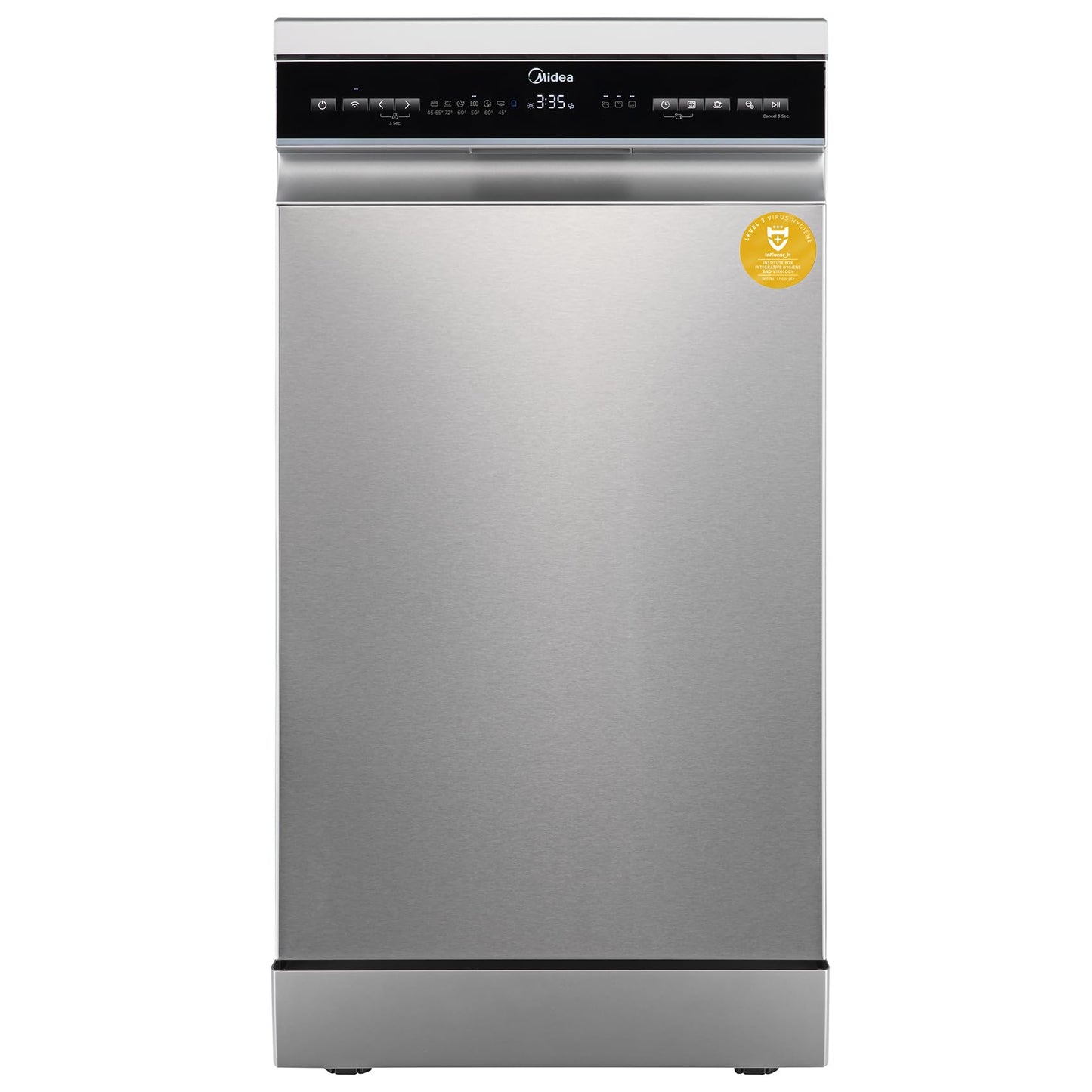Midea MDWEU1435XSS-W Dishwasher, Integrated, 14 Place Settings, 60 cm, Partially Integrated with WiFi, Extra Drying, 7 Programmes, 47 dB, 0-24 Hours Start Time Delay, Stainless Steel