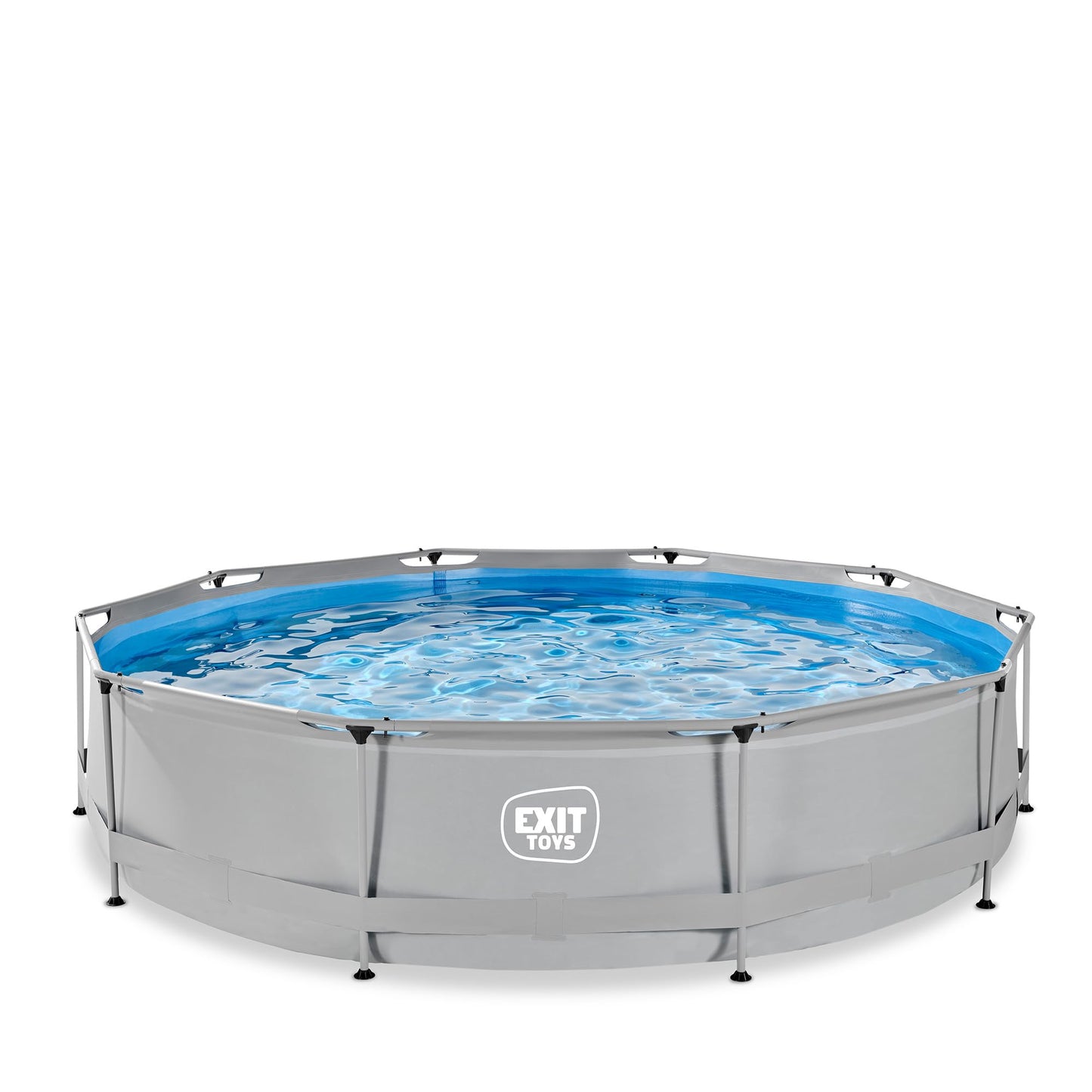 EXIT Toys Soft Grey Pool - 300x200x65cm - Rechteckiger, Kompakter Rahmenpool mit Kartuschenfilterpumpe - Leicht Zugänglich - Für Kleinkinder Geeignet - Starker Rahmen - Einzigartiges Design - Grau