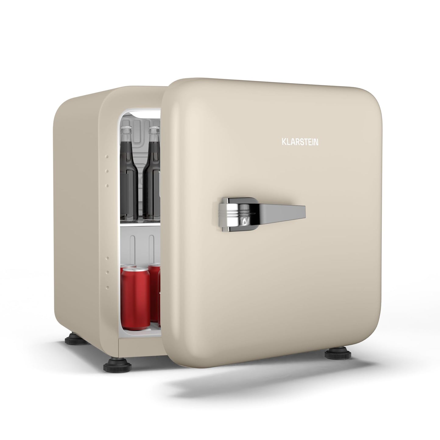 Klarstein Kühlschrank, Mini-Kühlschrank für Getränke, Kühlschrank Klein, Kleiner Kühlschrank Lautlos, Skincare Fridge, Vintage Design, Camping Kühlschrank, Minikühlschrank für Zimmer, 0-10°C, 70 L