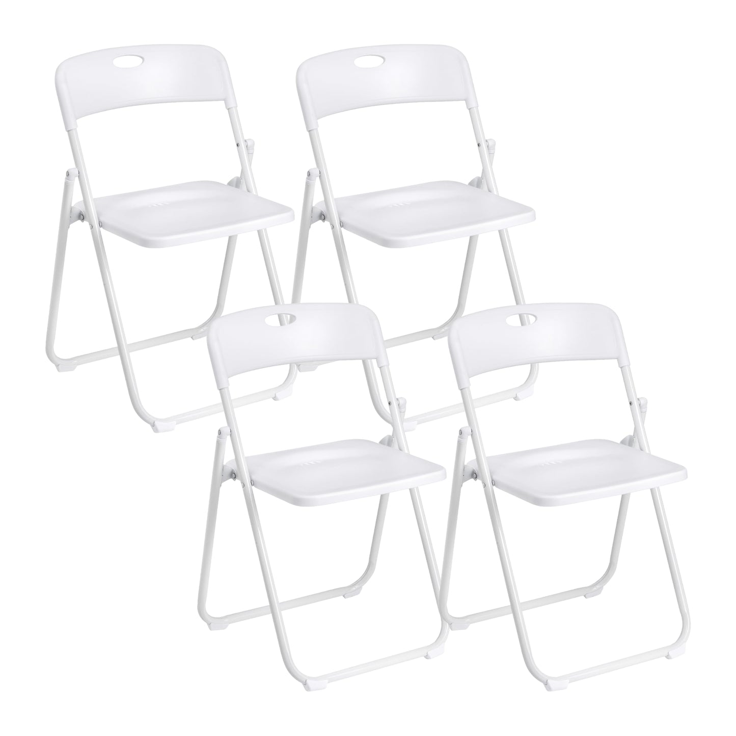 Baroni Home Klappstuhl mit PVC- und Stahlgestell, platzsparender zusammenklappbarer Sitz mit Füßen und Griff, Outdoor-Stuhl, Küche, Wohnzimmer, Reisen, 74x43x49 cm, 8 Stücke, Weiß