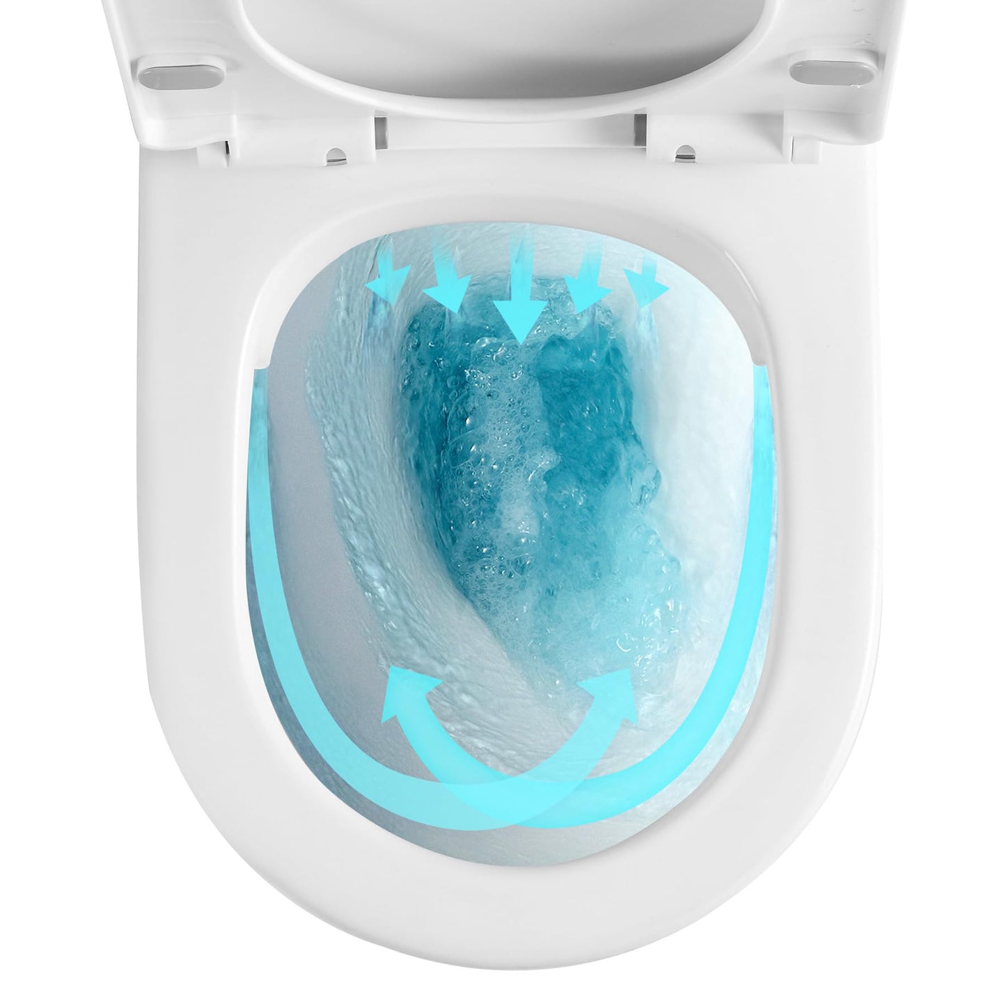 HOROW Ceramic Hanging Toilet with Nano Coating, Ceramic Wall Toilet White, Compact Toilet Bowl with Seat Soft-Close D Shape with Soft Close Lid for Guest Toilet