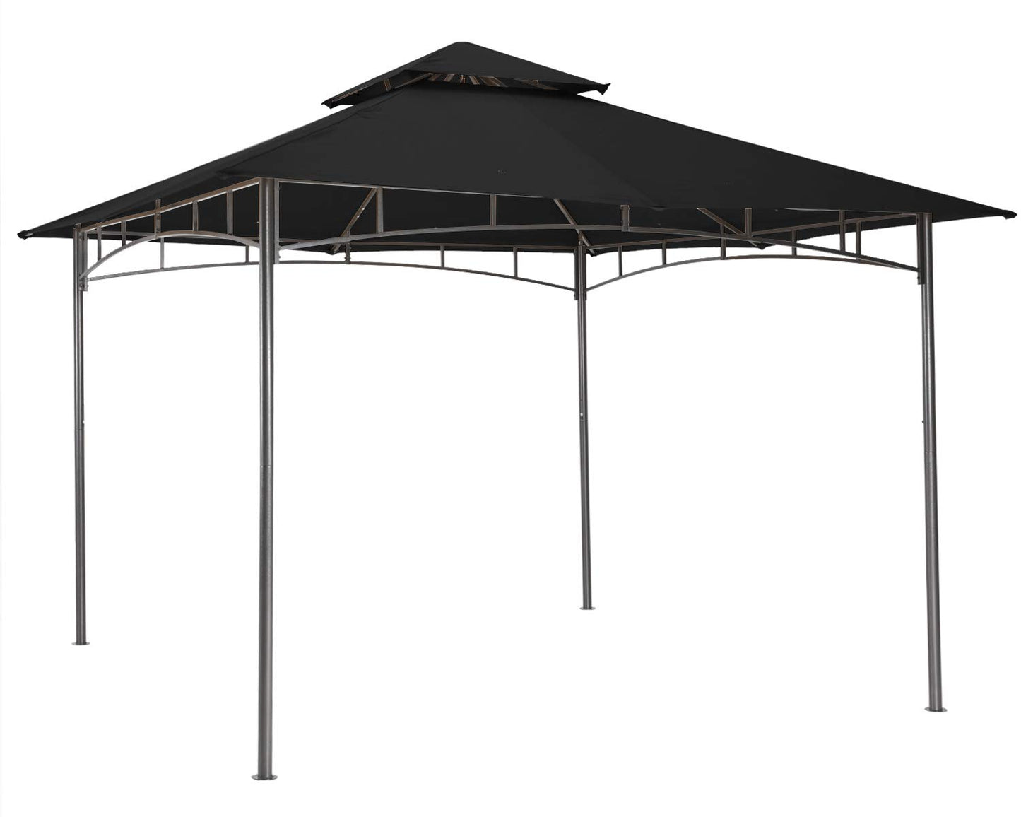 ABCCANOPY Pavillon 2.5x2.5m Wasserdicht Stabil Winterfest Gartenpavillon,Doppeldachweichdach Hinterhof-Partyzelt mit Netz für Schatten und Regen,Grau