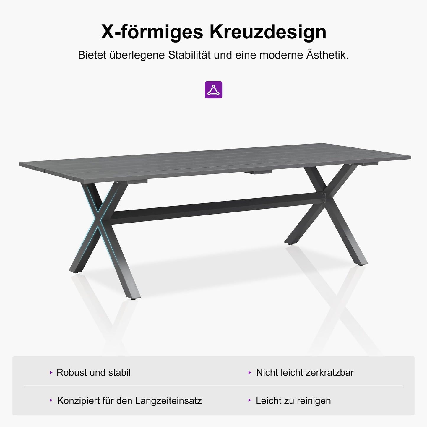 PURPLE LEAF 9-TLG Gartenmöbel Set,Aluminium Terrassenmöbel 8 Gartenstühle mit Tisch Balkonmöbel Essgruppe Gartengarnitur, Grau