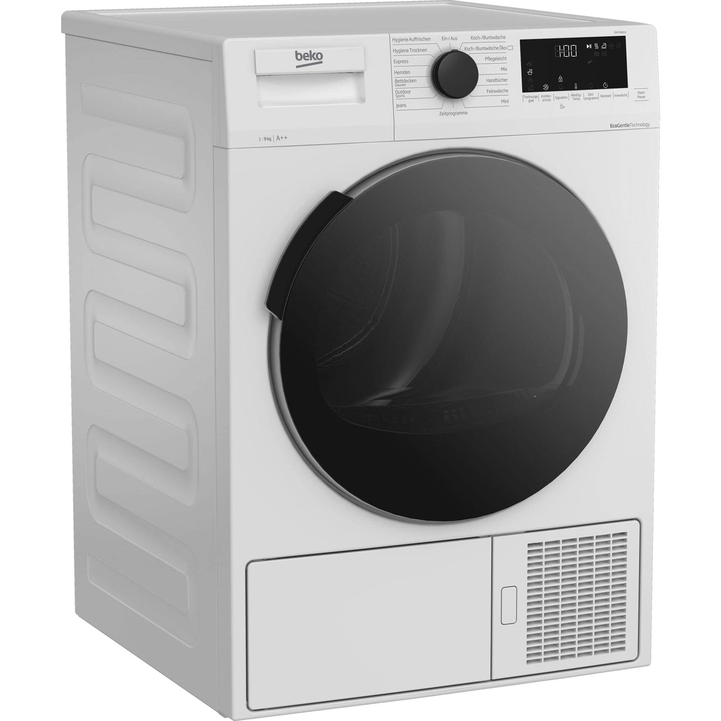 Beko DHC946GX Tumble Dryer with Heat Pump Technology, Stainless Steel Drum, 9 kg, A++, Hygienic Drying & Hygiene Refresh, White