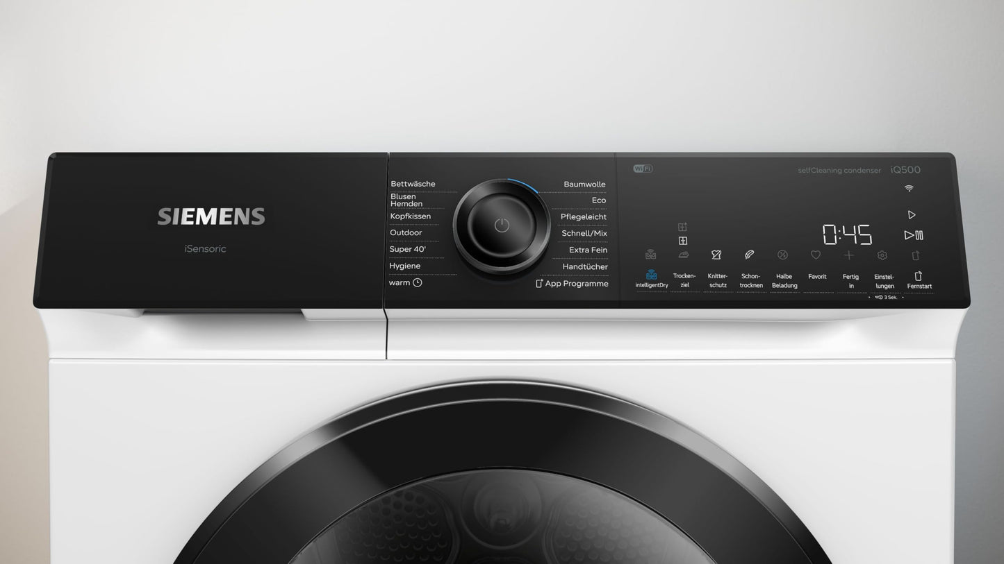 Siemens WQ35G2D00 iQ500 Wärmepumpentrockner für 8 kg Wäsche, 176 kWh pro Jahr, speedPack, autoDry, Outdoor-Programm