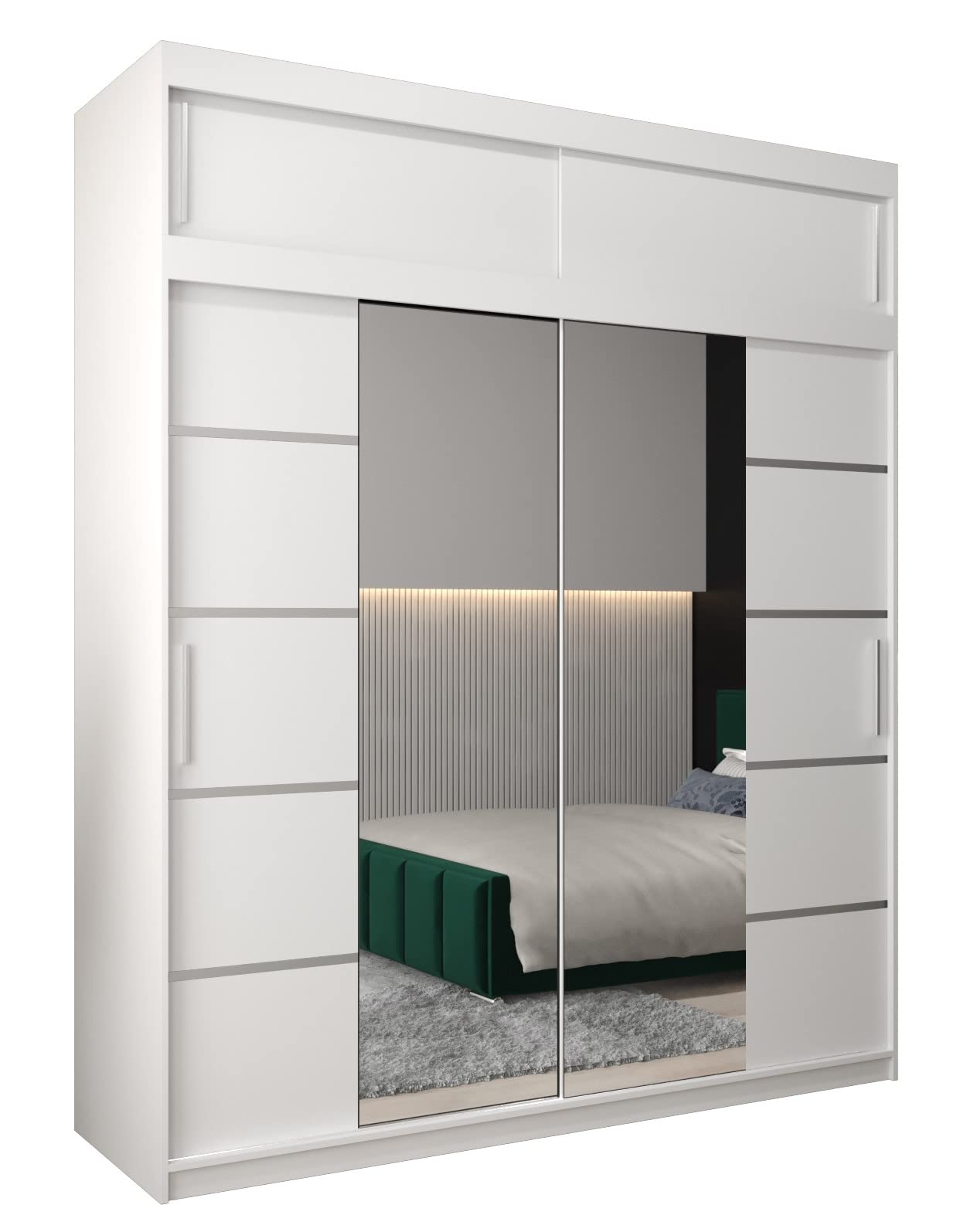 MEBLE KRYSPOL Verona 4 250 Bedroom Wardrobe Sliding Doors Cabinet with Mirror Wardrobe with Mirror Sliding Door Wardrobe Sliding Doors - 250 x 240 x 62 cm - Sonoma with Extension