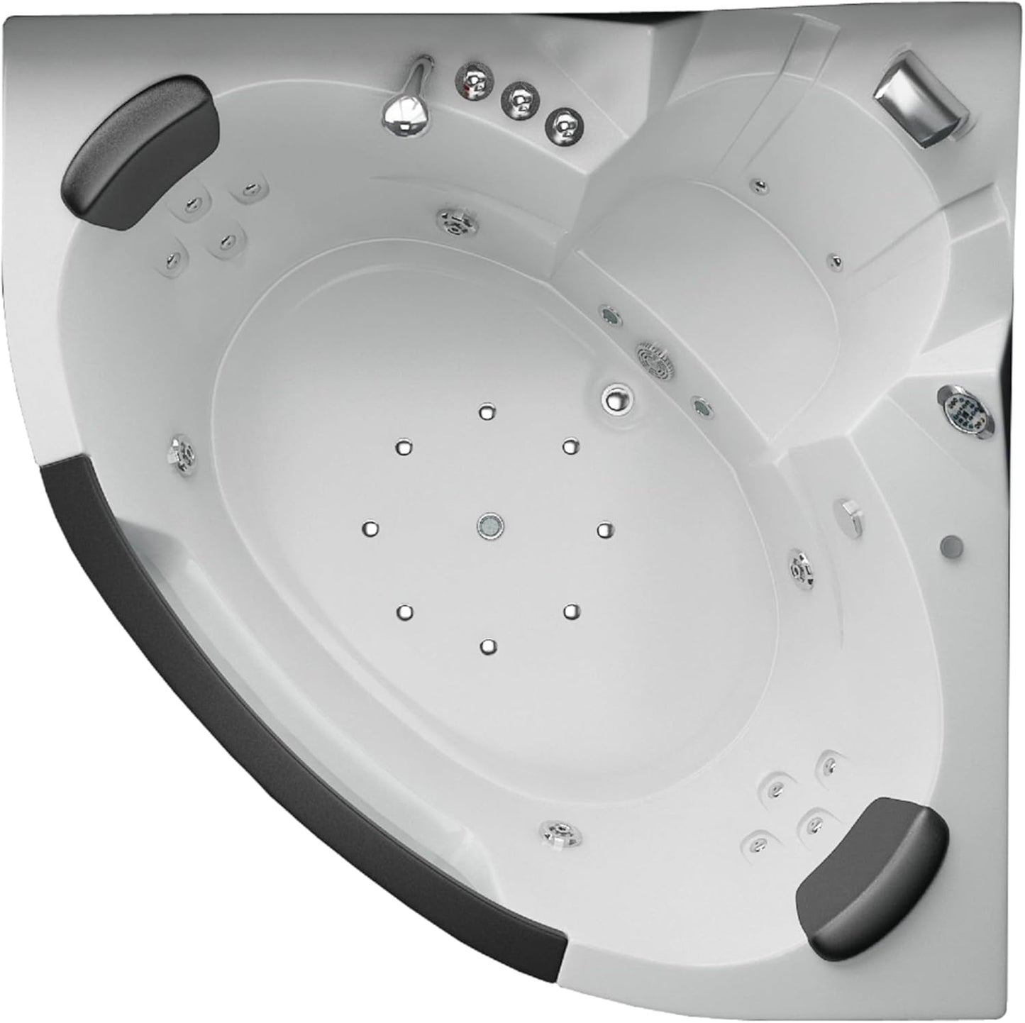 Jet-Line®| Whirlpool Indoor 2-Personen mit Hydromassage | Wanne | Badewanne | Spa Eck Badewanne | Whirlwanne 1.53 m x 1.53 m Weiss Luft und Wassersystem | Heizung | Ozon | LED Carlotta