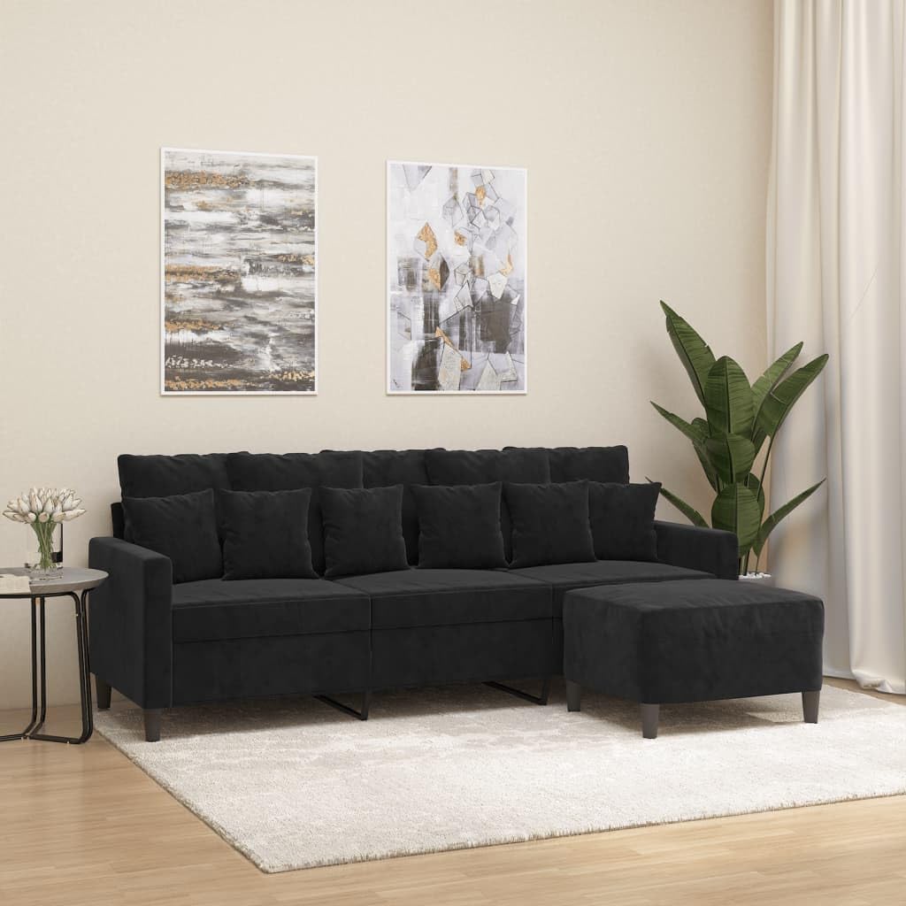 Willood 3-TLG. Sofagarnitur mit Kissen Dunkelgrau Samt,Sofa geeignet für Wohnzimmer, Sofa Set, mit Armlehnen und Kissen