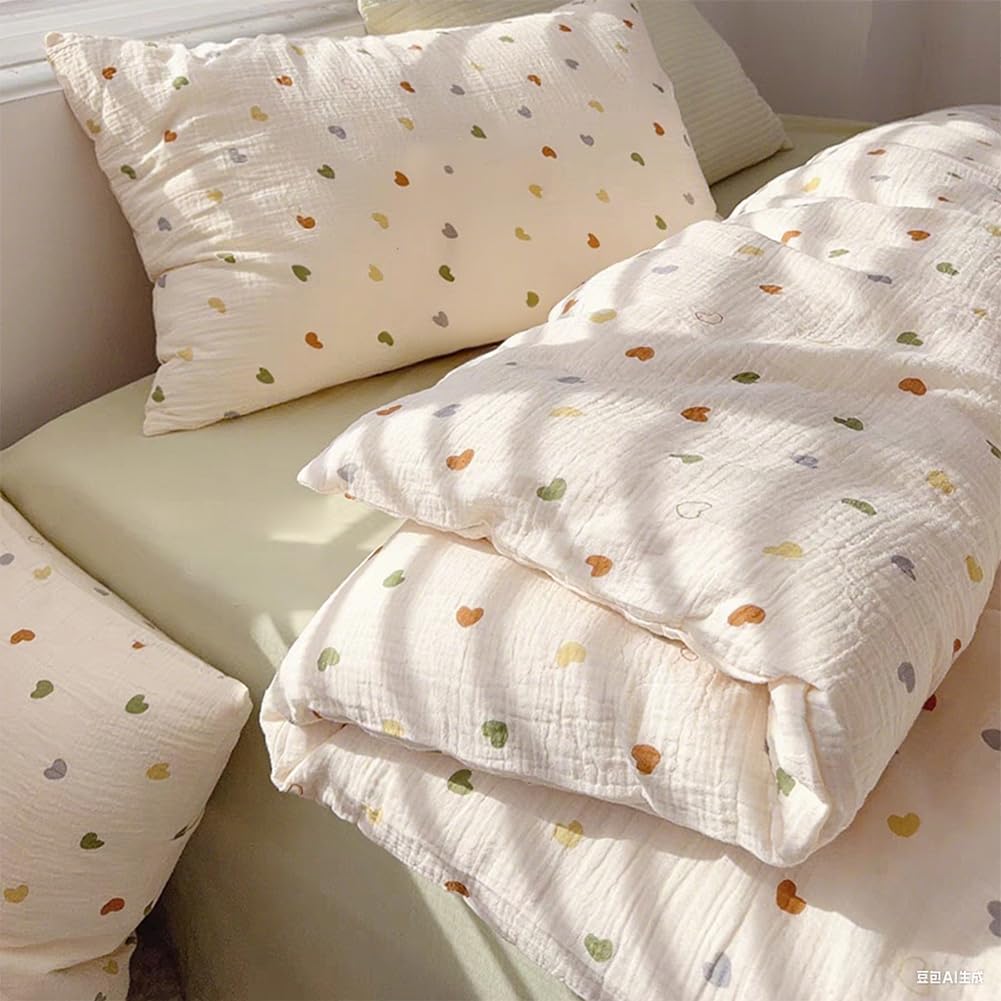 AShanlan Girls' Pink Hearts Children's Bed Linen 135 x 200 cm Pillowcase 80 x 80 cm Grey Pink Reversible Children's Bedding Set 100% Microfibre Duvet Cover with Zip