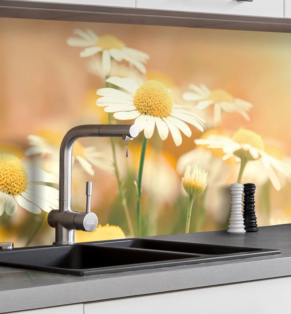 MyMaxxi Self-Adhesive Kitchen Splashback Film, Easy No-Drill Application, 0.4 mm Reinforced, Kitchen Splash Guard Adhesive Film, Wall Decoration, 220 x 60 cm (Height), Matte Finish, Natural Meadow,
