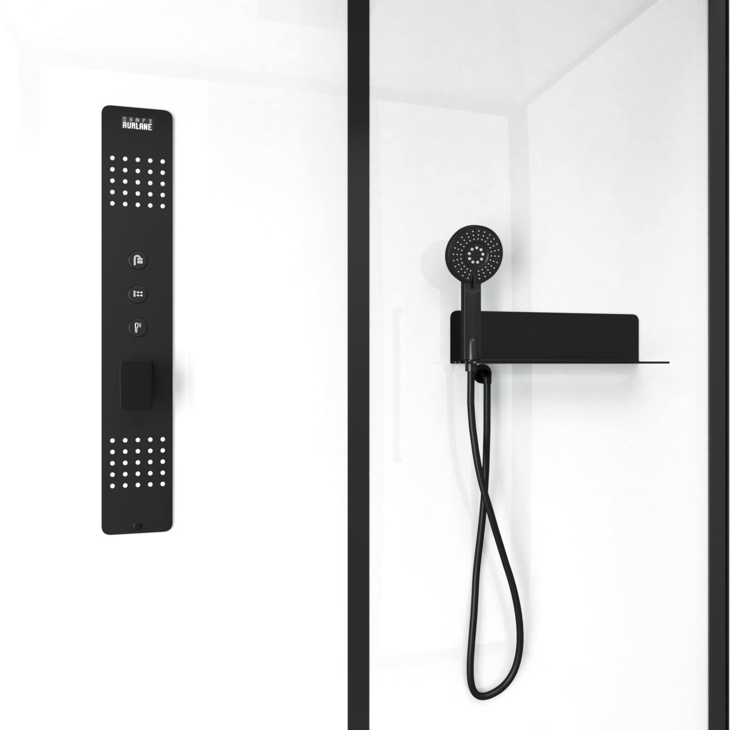 MARWELL White Urban Shower Cubicle XXL 85 x 160 x 215 cm Complete Set Including Shower Tray and Fitting High-Quality Aluminium Profile System