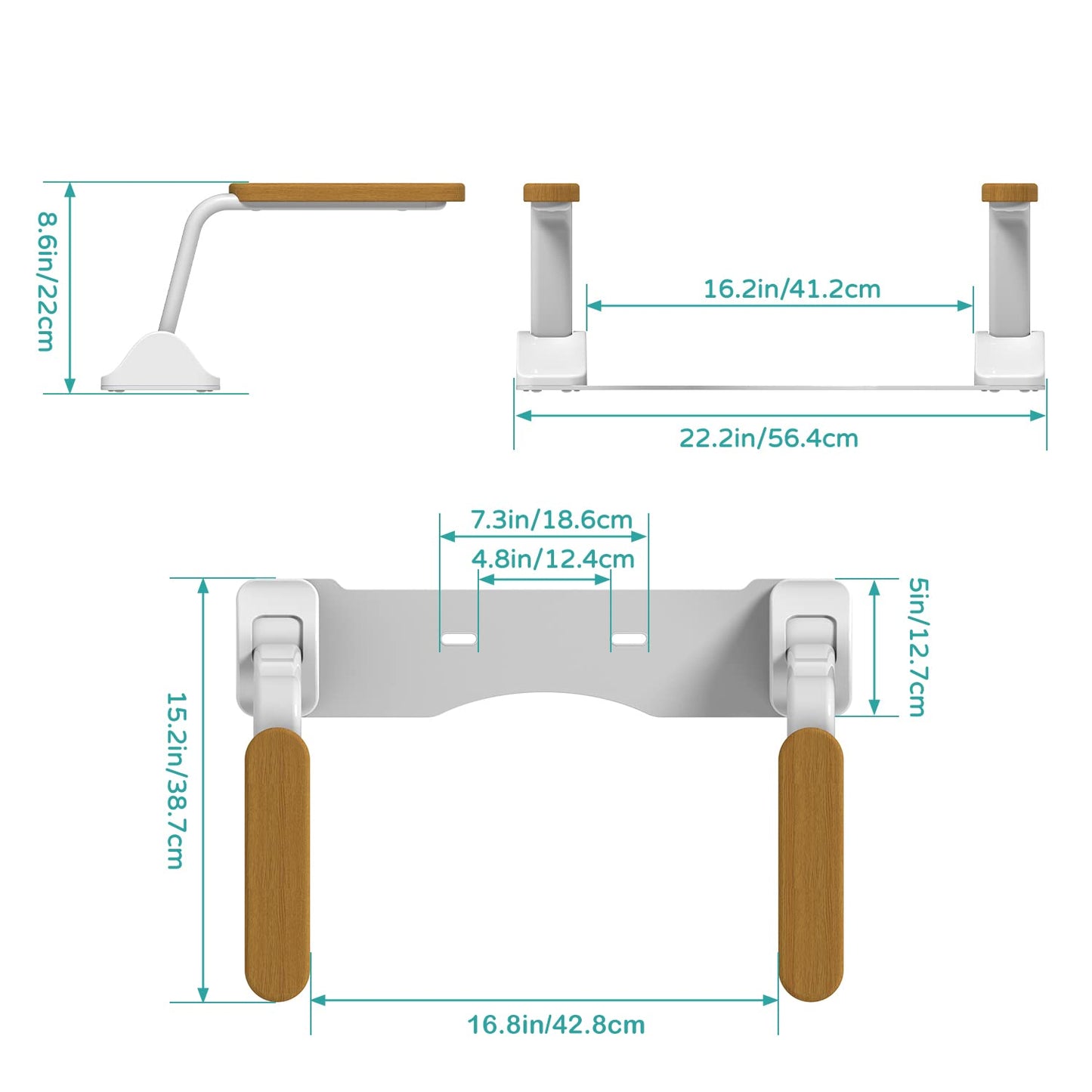 Heuffe Mobile WC Aufstehhilfe & Aufstehhilfe Toilette Klappbar,Ohne Bohren Toilettengriff mit Armlehnen und Haltegriff - Für Senioren/Behinderte, Toilettenstützgestell für Unterwegs(Holz)