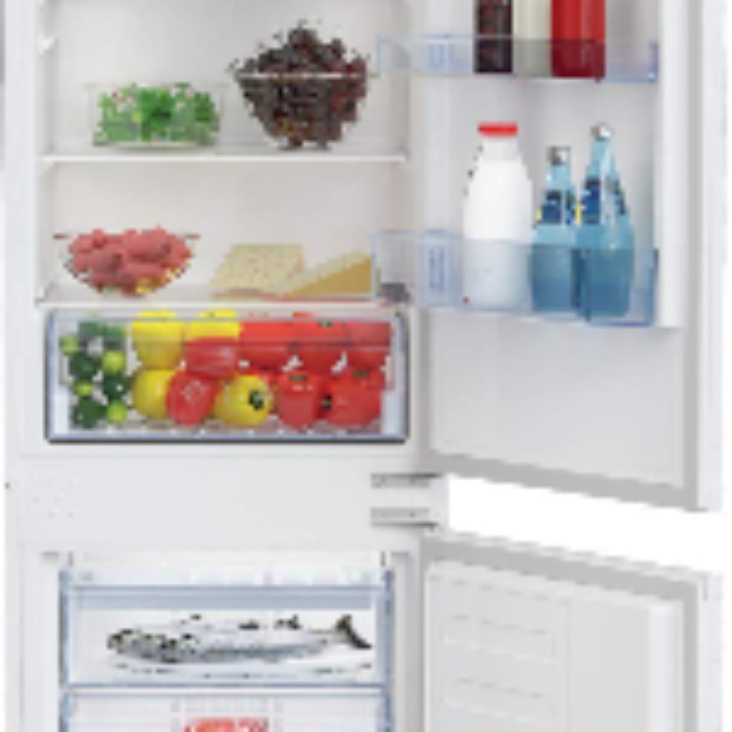Beko BCSA285K4SN b100 integrierbare Kühl-/Gefrierkombination, 271 l Gesamtrauminhalt, Einbau-Kombination, MinFrost, Schlepptürtechnik, 35 dB, Weiß