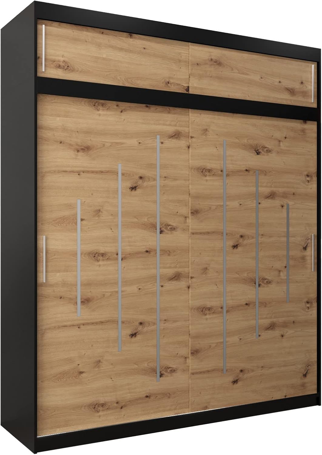 Kryspol Schwebetürenschrank York 250 cm Kleiderschrank mit Kleiderstange und Einlegeboden Schlafzimmer- Wohnzimmerschrank Schiebetüren Modern Design (Weiß)