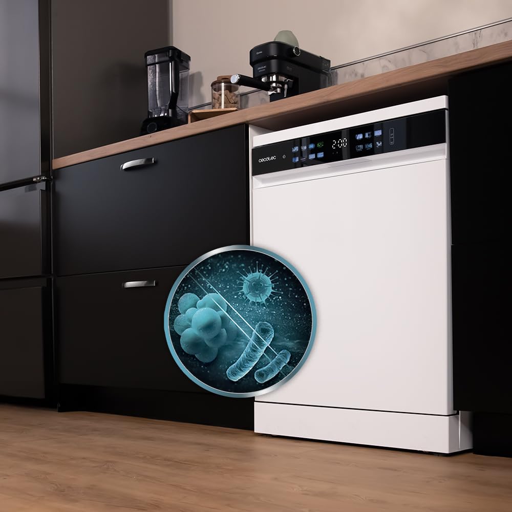 Cecotec Geschirrspüler 60 cm - Freistehend Bolero Aguazero 6210 Dark D. 15 Bestecke, energieeffizient, XXL Fullcolor Display, drittes Fach, 14 Programme, Dual Zone Wash, verstellbares Fach, Dunkel