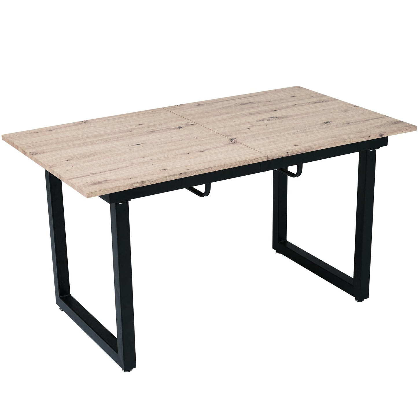 Merax Esstisch, Ausziehbar Esszimmertisch mit Tischbeine aus Metall, Rechteckiger Küchentisch für Wohnzimmer und Esszimmer, Grau