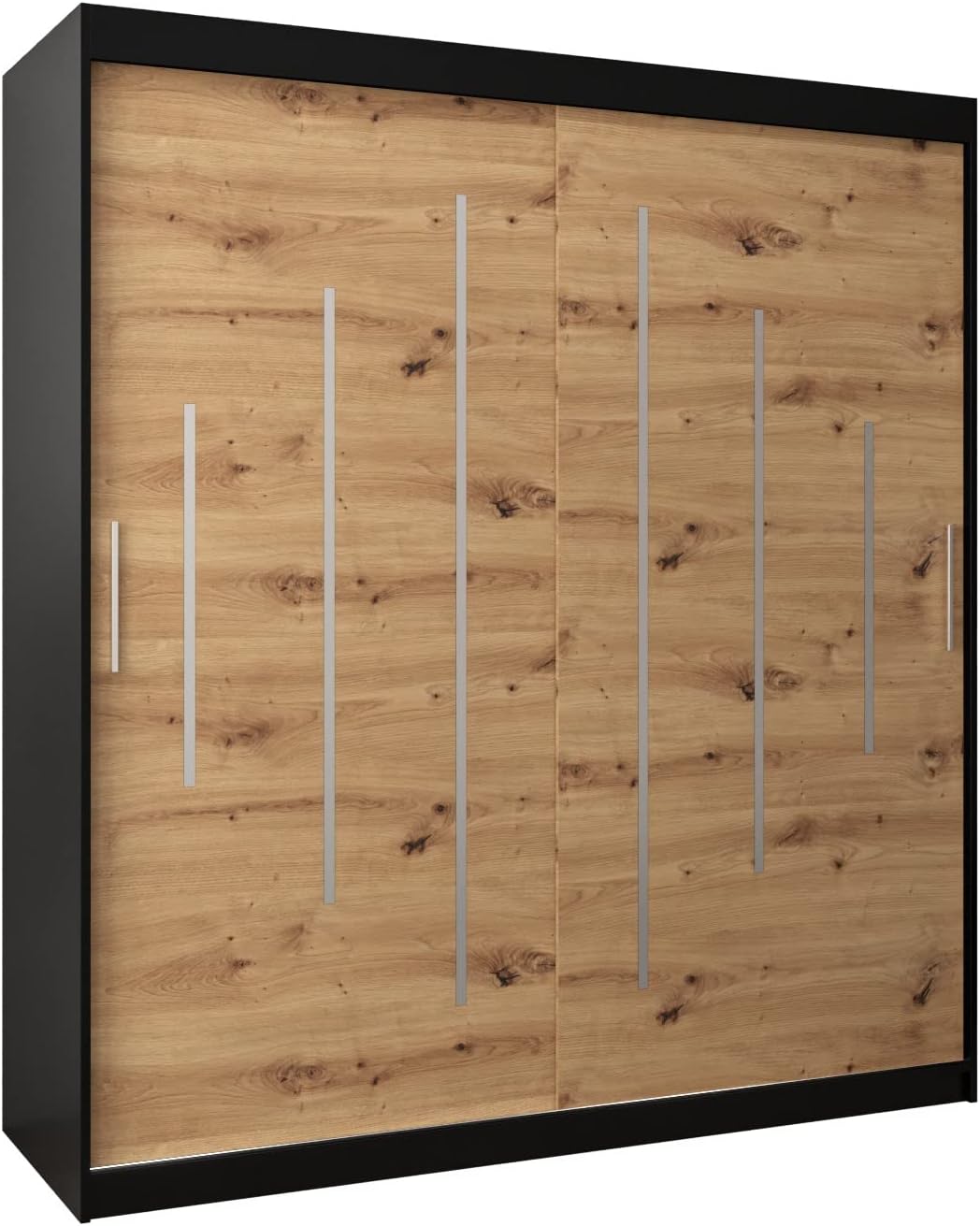 Kryspol Schwebetürenschrank York 250 cm Kleiderschrank mit Kleiderstange und Einlegeboden Schlafzimmer- Wohnzimmerschrank Schiebetüren Modern Design (Weiß)
