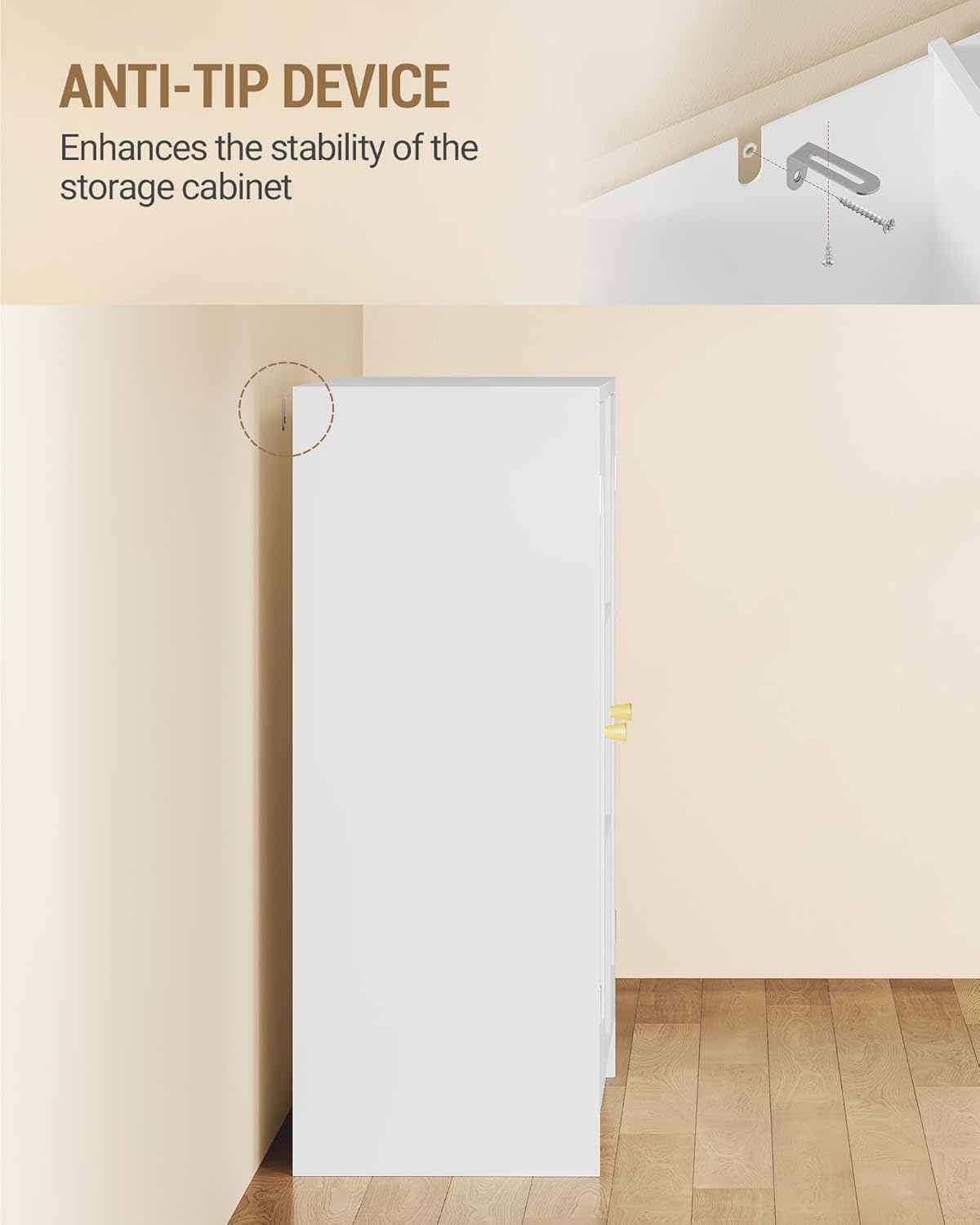 Hzuaneri SC21203X Bathroom Cabinet with 2 Doors, Kitchen Cabinet, Storage Cabinet, Sideboard with 3 Open Storage Compartments, Adjustable Shelf, Bathroom, Kitchen, 30 x 100 x 81.5 cm, White