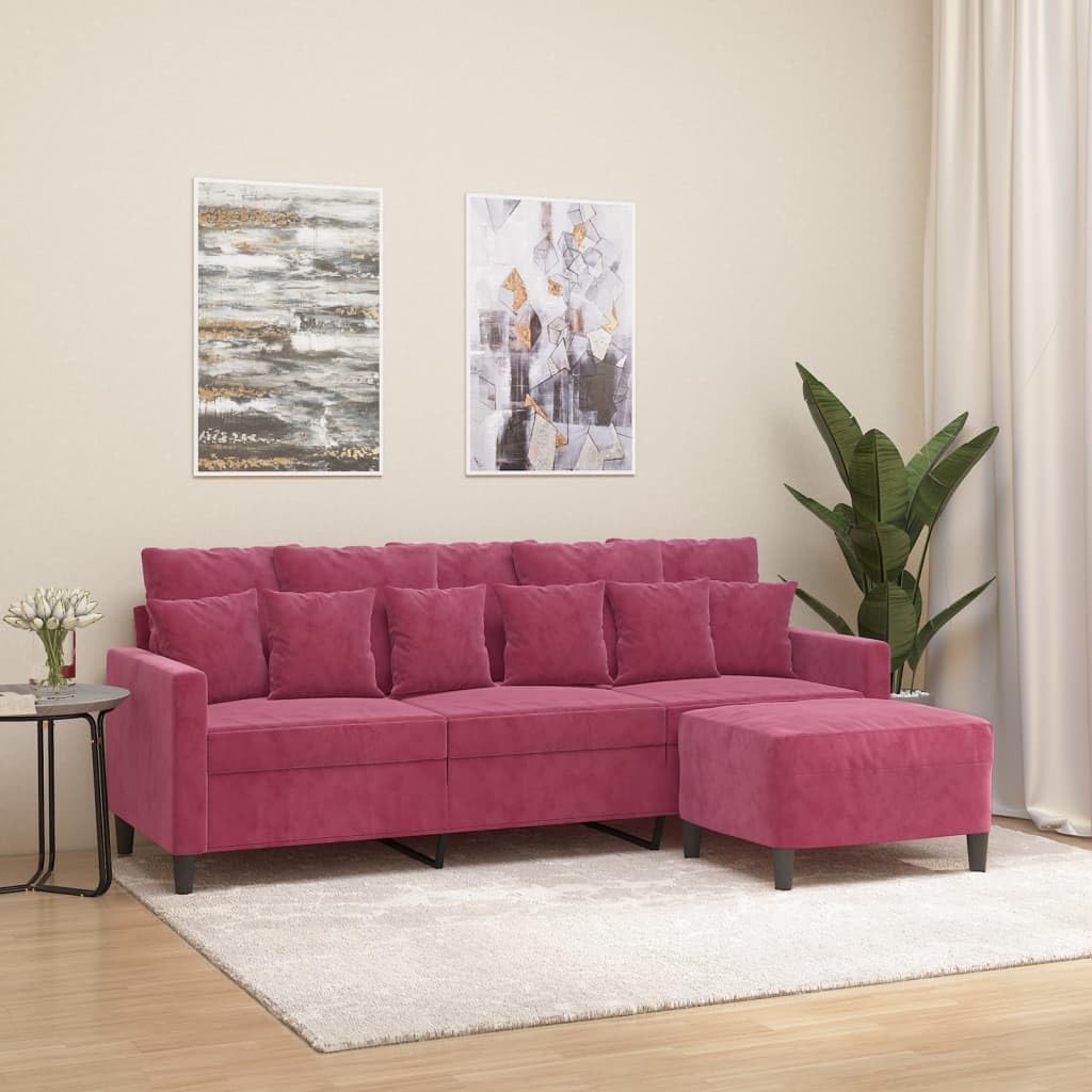 Willood 3-TLG. Sofagarnitur mit Kissen Dunkelgrau Samt,Sofa geeignet für Wohnzimmer, Sofa Set, mit Armlehnen und Kissen