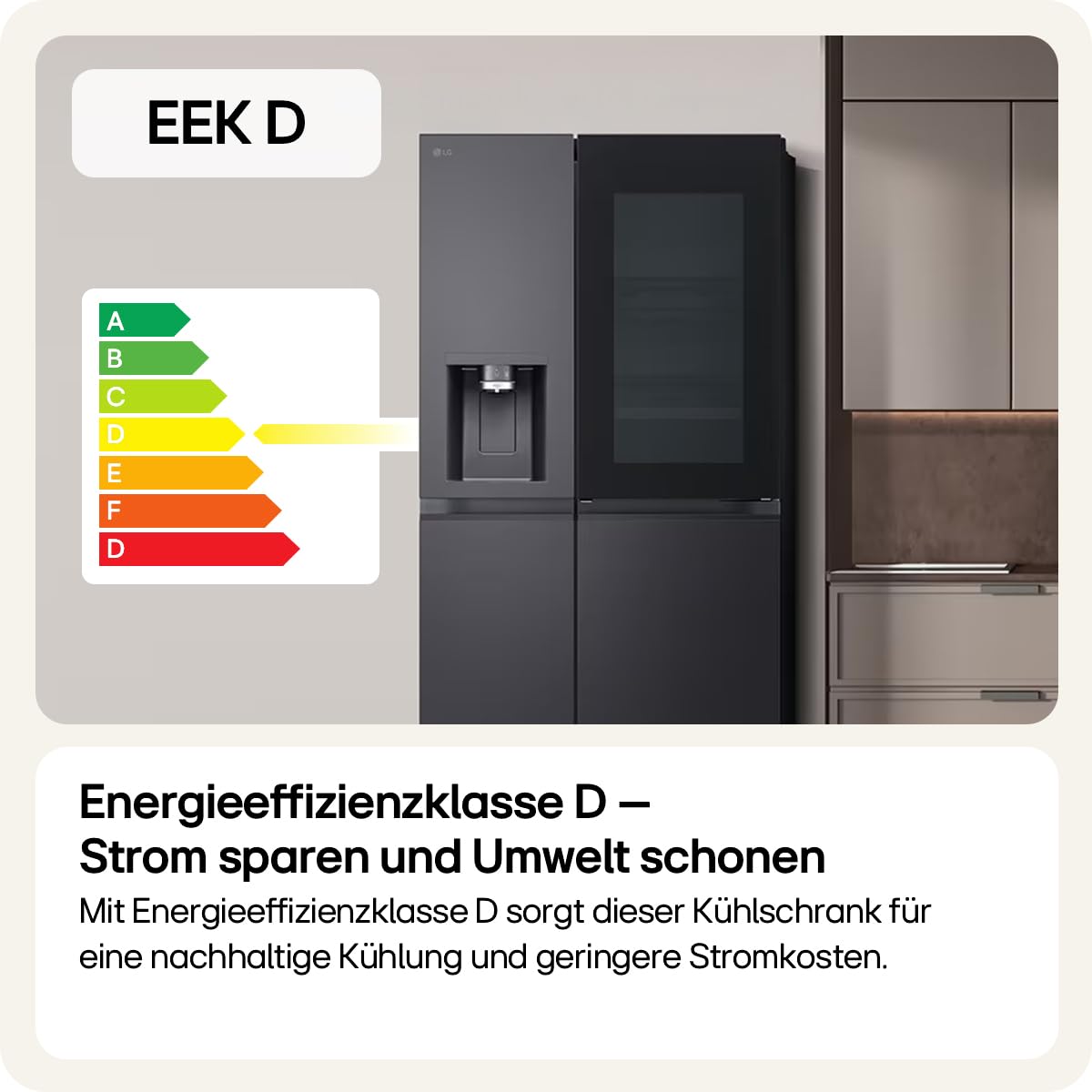 LG GSXE90MBDD Side by Side Kühlschrank mit InstaView Craft Ice | Door in Door | Crushed Ice -und Wasserspender EEK: Klasse D | 628 Liter Kapazität | Festwasseranschluss | Total No Frost