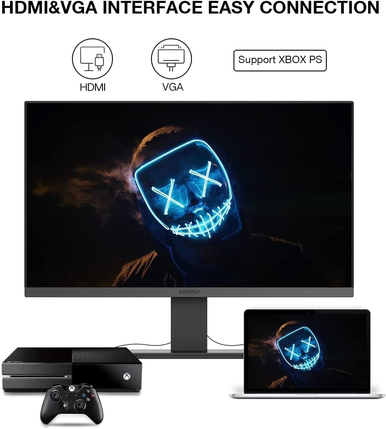 KOORUI Gaming Monitor 24 Inches, 200Hz PC Screen FHD 1920 x 1080 Fast IPS HDR400, Adaptive Sync 1ms, HDMI 2.0 & DP 1.4, VESA 75 x 75 mm-G2411P