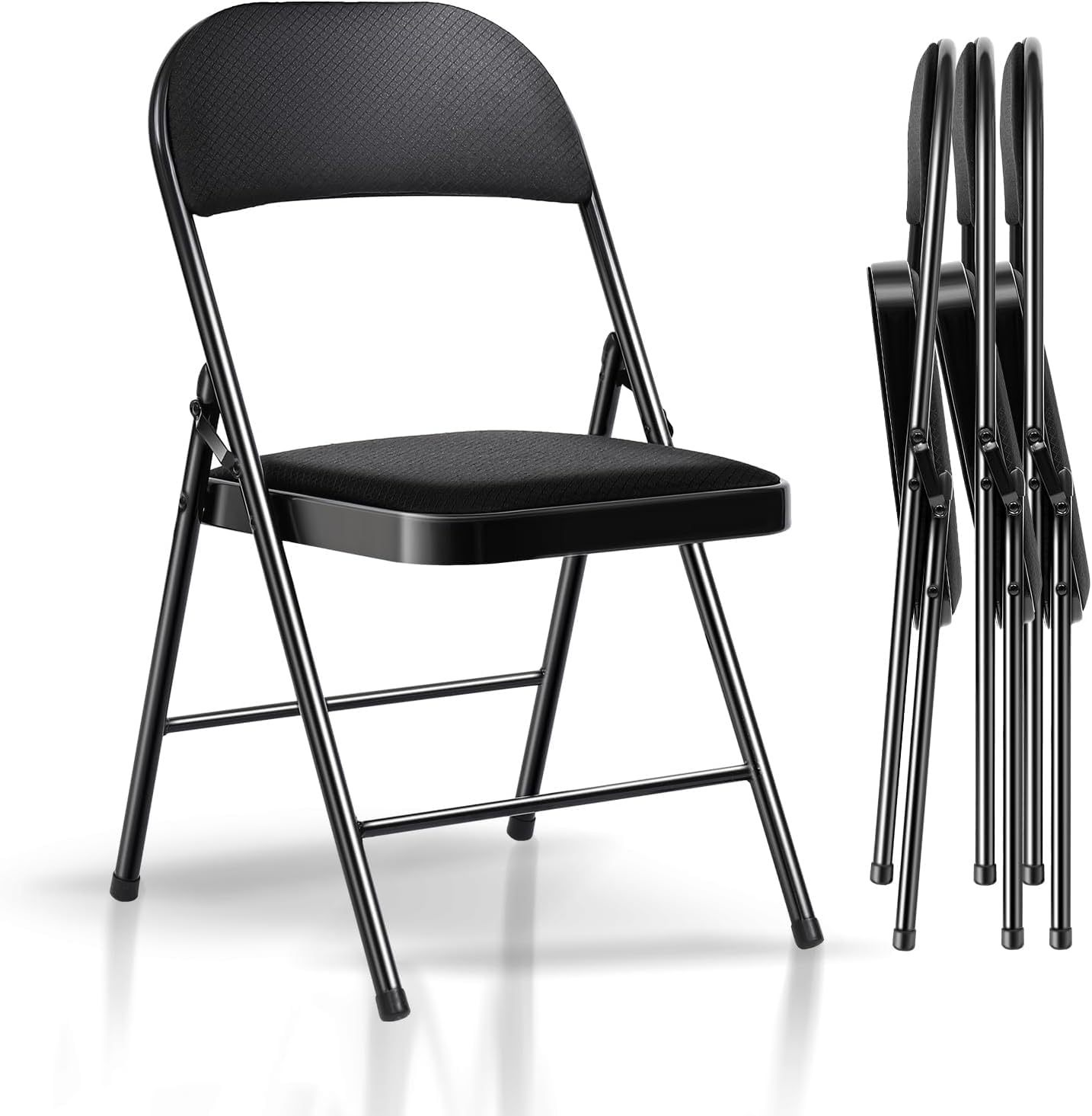 Asdsed Klappstuhl 4er Set, Klappstühle Gepolstert, Klappstuhl bis 158KG Gepolstert mit Starker Stahlrahmen, Faltbarer Klappstühle Platzsparender Schreibtischstuhl für Haus Büro Garten Balkon Party