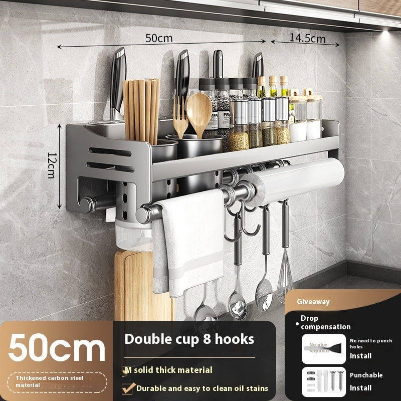Kitchen Multifunctional Wall Mount Punch-free Storage Rack