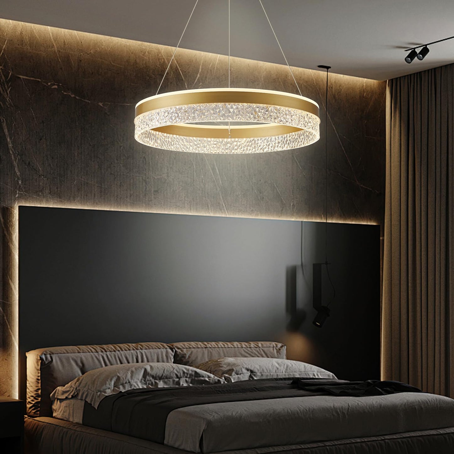 KSIBNW 3 Ringen Moderne LED Hängelampe Esstisch,45W LED Hängeleuchte & Pendelleuchten Höhenverstellbar für Esszimmer Wohnzimmer,Dimmbar Hängeleuchte Aluminium Mit Fernbedienung,3000K-6500K,Schwarz