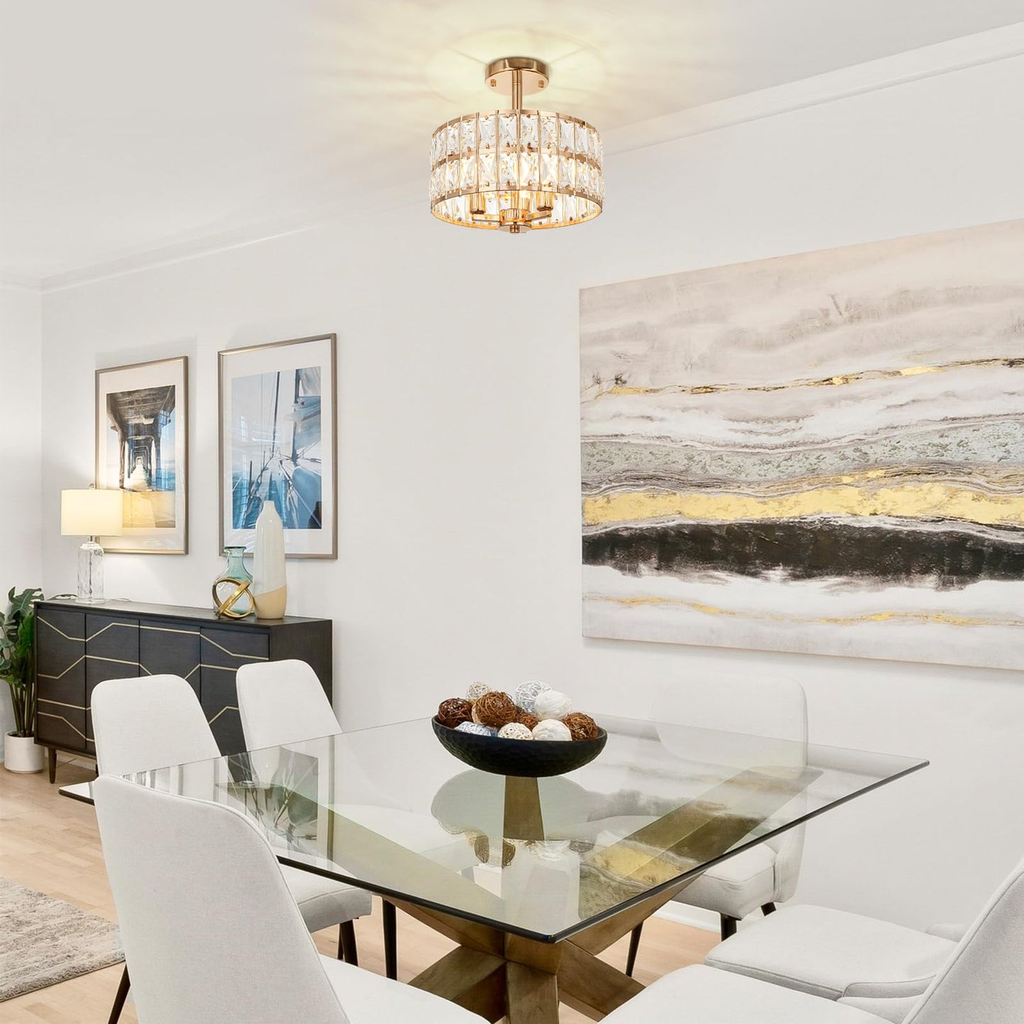 LynPon Moderne Gold Kronleuchter 8 Leuchte Feuerwerk Sputnik Deckenleuchte Kristall Löwenzahn Pendelleuchte für Schlafzimmer, Wohnzimmer, Esszimmer, Küche, Flur