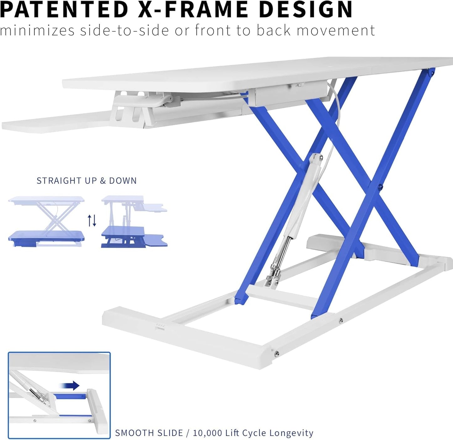 VIVO 32” Stehpult-Konverter mit höhenverstellbarem Aufsatz, Steh-Sitz-Arbeitsplatz für zwei Monitore und Laptop, mit breiter Tastaturablage, Schwarz, DESK-V000K