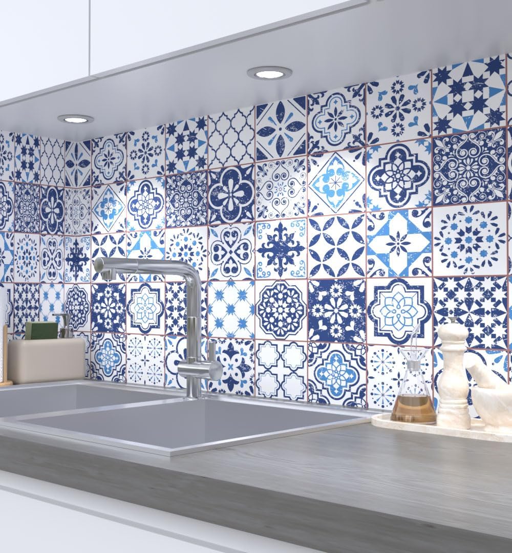 MyMaxxi Küchenrückwand Folie selbstklebend matt - einfache Montage ohne Bohren 0,4mm stark Versteift - Motiv Mauer 04-60cm hoch - Spritzschutz Küche Klebefolie - Stein Ziegel 60 x 60cm