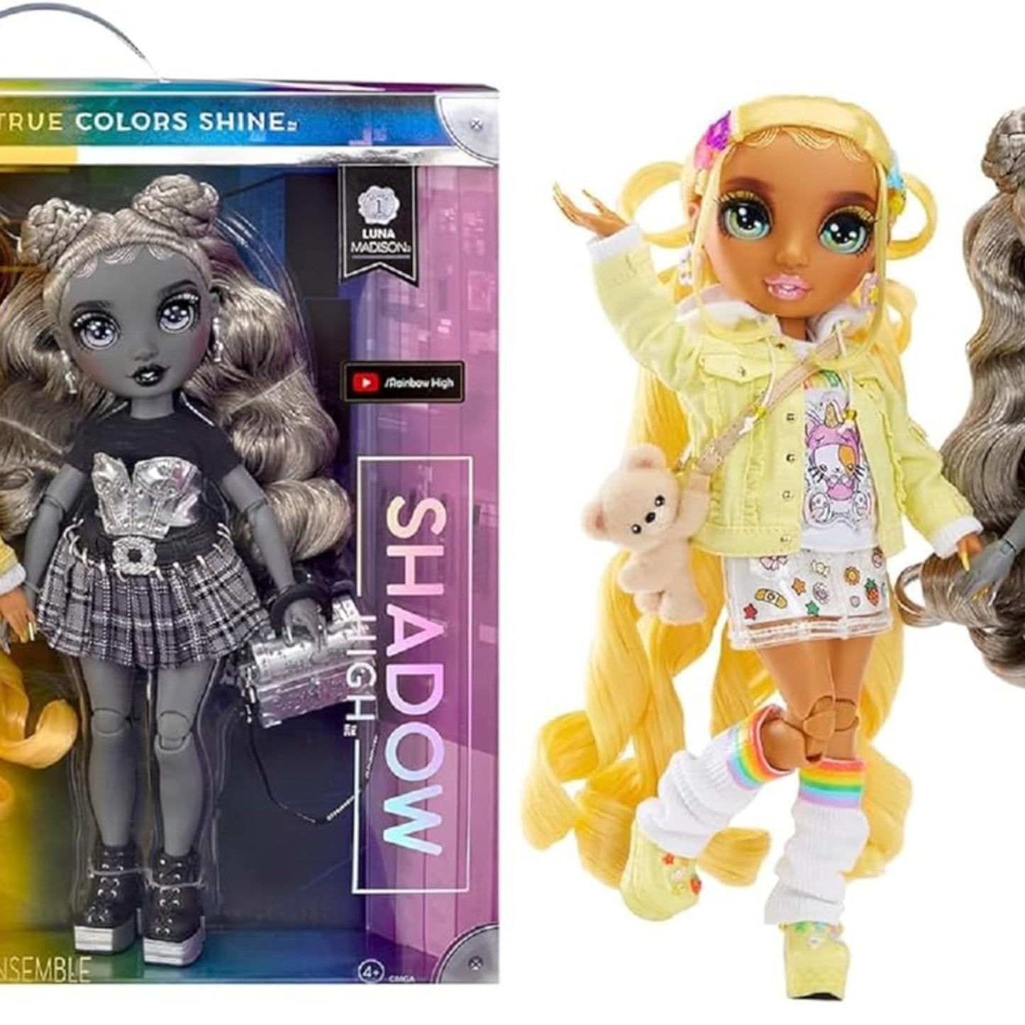 Rainbow High Shadow High Special Editon - Madison Twins Sunny & Luna - 2 Modepuppen mit gelben & grauen Designer-Mix & Match-Outfits mit Accessoires - Für Sammler und Kinder von 4-12 Jahren