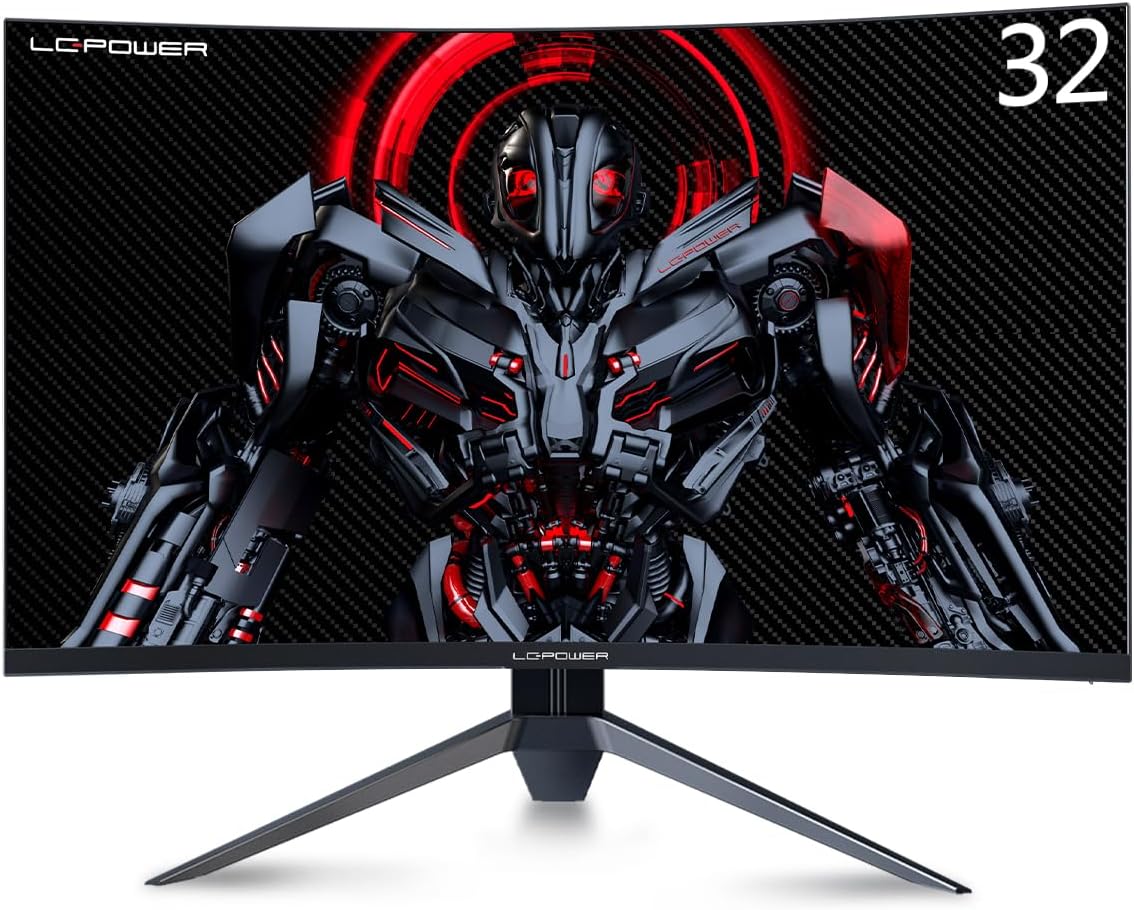 LC-POWER FHD Curved Monitor 32 Zoll, 165 Hz, 1920x1080, 1ms, 1500R und Freesync mit G-Sync-Kompatibilit, HDMI & DP, VESA, LC-M32-FHD-165-C-A