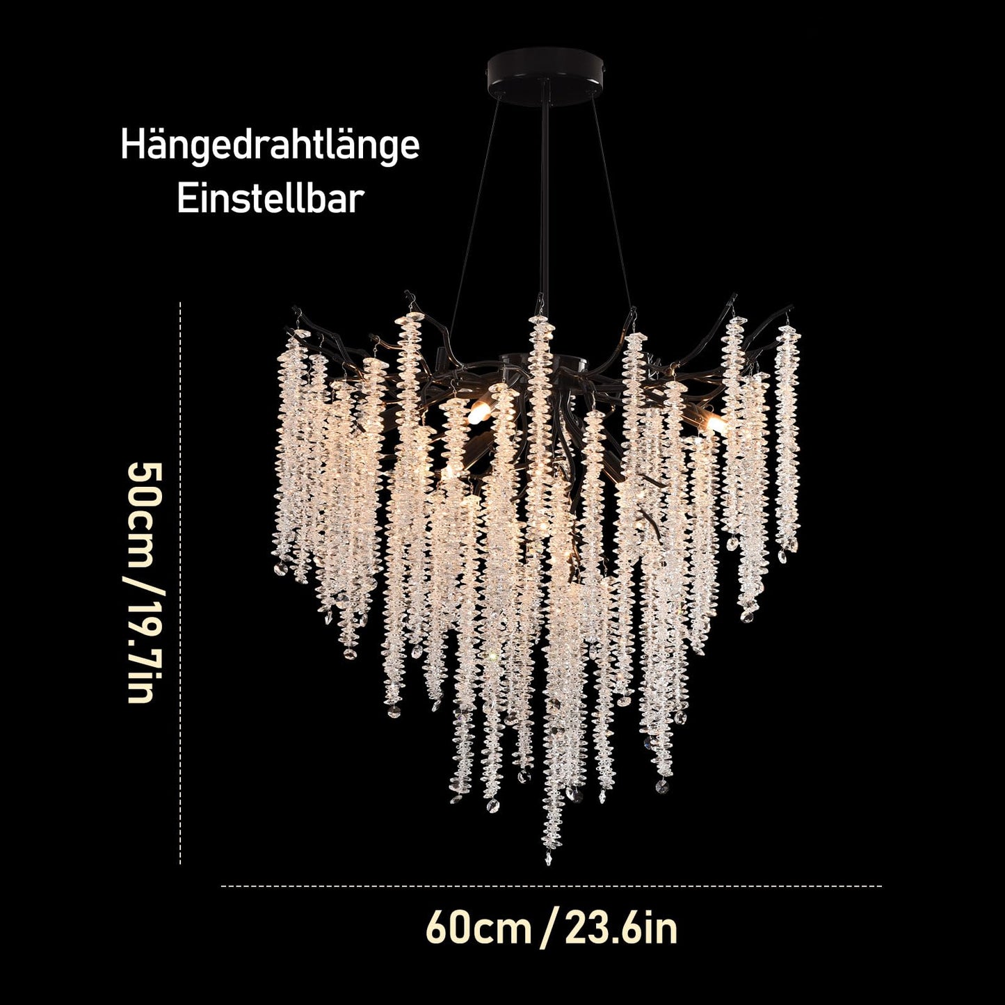AHXIAOZN Modern Kronleuchter Kristall Leuchte,Luxus Kristall Pendelleuchte,Dimmbar Rund Kristall Hängeleuchte,für Esszimmer, Küche, Wohnzimmer, Schlafzimmer, Flur, Café,Bar(Gold,60cm)