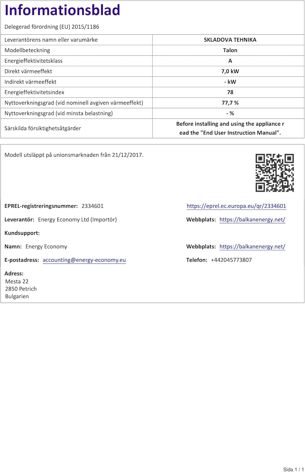BALKAN ENERGY Talon Wood Stove 7 kW Wood Stove with Wood Compartment Recess