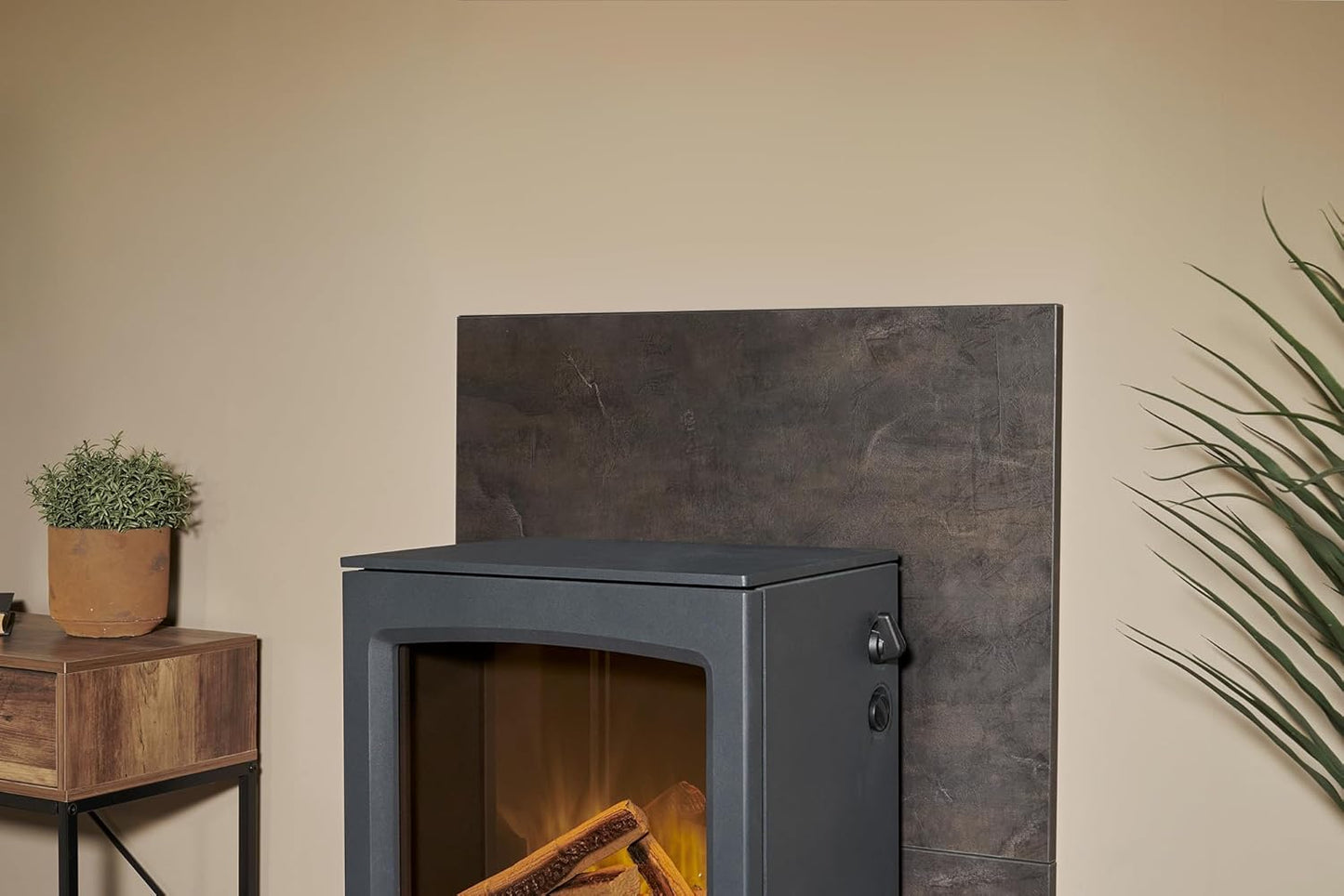 Adam Lunar XL Electric Fireplace with Fan Heater, LED Flame Effect, Electric Fireplace with 0.9/1.8 KW Heat Settings, Heater, Low Noise