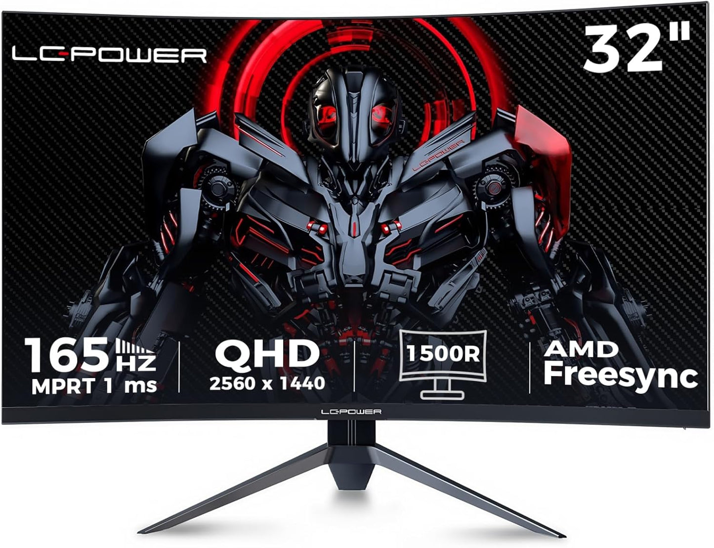 LC-POWER FHD Curved Monitor 32 Zoll, 165 Hz, 1920x1080, 1ms, 1500R und Freesync mit G-Sync-Kompatibilit, HDMI & DP, VESA, LC-M32-FHD-165-C-A