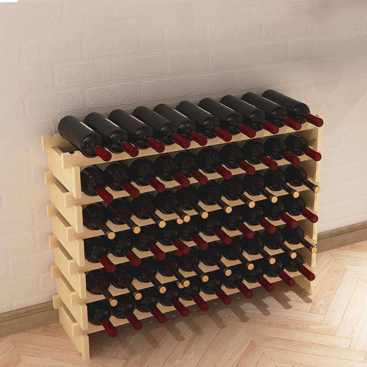 sogesfurniture Weinregal Flaschenregal mit 4 Ebenen für 32 Flaschen Wein Holzregal Weinhalter Weinständer Flaschenständer für Küche, Esszimmer, Bar, 90x30x54cm, BHEU-BY-WS4832M