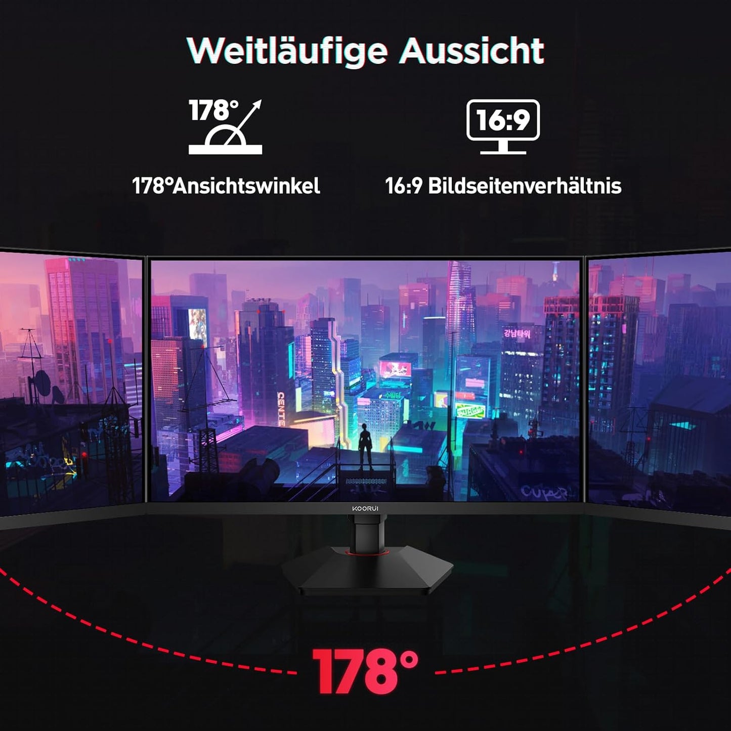 KOORUI Gaming Monitor 24 Inches, 200Hz PC Screen FHD 1920 x 1080 Fast IPS HDR400, Adaptive Sync 1ms, HDMI 2.0 & DP 1.4, VESA 75 x 75 mm-G2411P