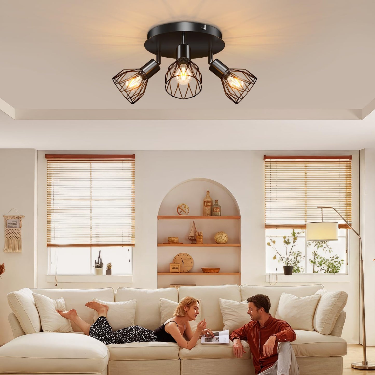 Kimjo Led Deckenstrahler 6 Flammig - Deckenleuchte Strahler E14 Schwenkbar - Deckenlampe Schwarz 6 Flammig Lampe Wohnzimmer - Deckenlampe LED Deckenleuchte Küche Deckenspot Ohne Leuchtmittel