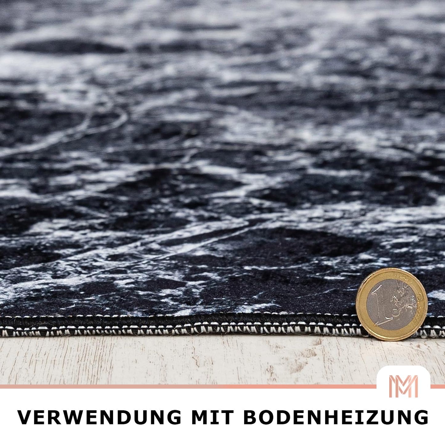 Mazovia Modern Teppich - Kurzflor Waschbar - Weich Teppich für Wohnzimmer, Schlafzimmer, Esszimmer – Teppiche Marmor Abstrakt Muster - Schwarz Gold 160 x 230 cm