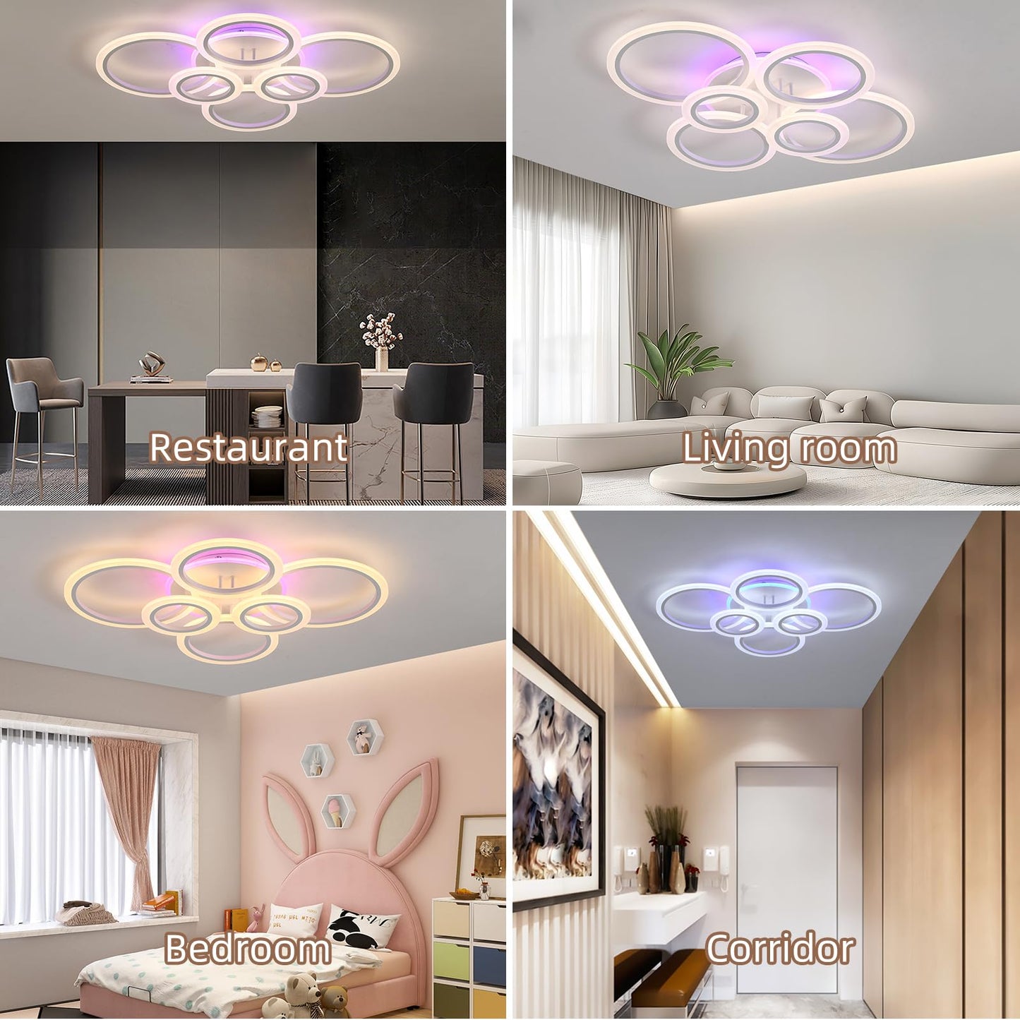 ZAITINZ Led Deckenleuchte,Wohnzimmerlampe 80W,Deckenleuchte Dimmbar mit fernbedienung 3000-6000K,5 Quadratische Deckenlampe Led,Moderne Deckenleuchten für Wohnzimmer,Schlafzimmer,Küche,Flur,Chrom