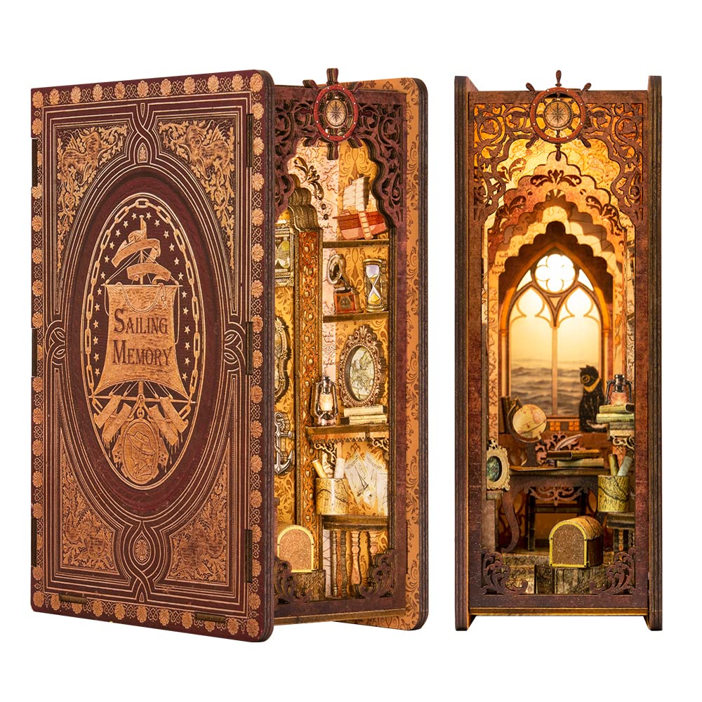 CUTEBEE Book Nook Kit – DIY Puppenhaus Häuser, Miniatur Haus Selber Bauen für Erwachsene, 3D-Holzpuzzle & Buchstütze | Kreatives Set für Bücherregal Dekor | Geschenk,199 PCS (Champs-Élysées Florist)