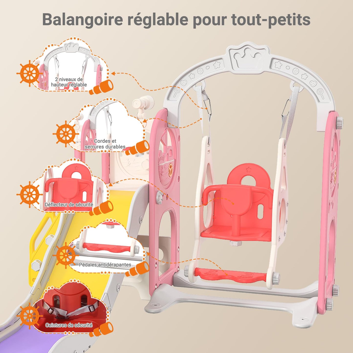 DADEA 6 in 1 Kinderrutsche mit Korb, Rutsche und Schaukel für Kinder im Freien Grün, 150 × 150 × 115 cm, Babyschaukel und Rutsche für Kinder zu Hause Schaukel Kinderrutsche, Grün