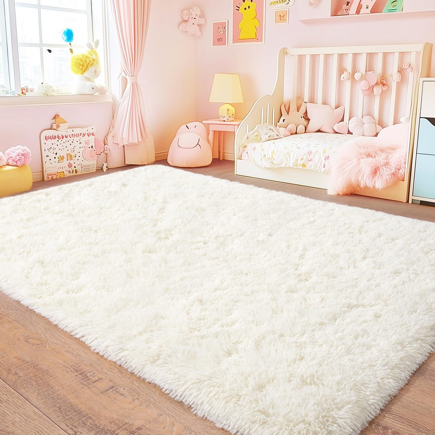BSGIFT High Pile Rug, Grey, 160 x 230 cm, Shaggy Long Pile Fluffy Rug, Living Room, Modern Living Room Rug, Bed Rug, High-Pile Carpet, Non-Slip for Bedroom, Children's Room