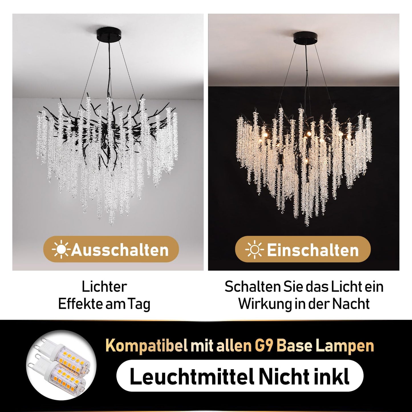 AHXIAOZN Modern Kronleuchter Kristall Leuchte,Luxus Kristall Pendelleuchte,Dimmbar Rund Kristall Hängeleuchte,für Esszimmer, Küche, Wohnzimmer, Schlafzimmer, Flur, Café,Bar(Gold,60cm)