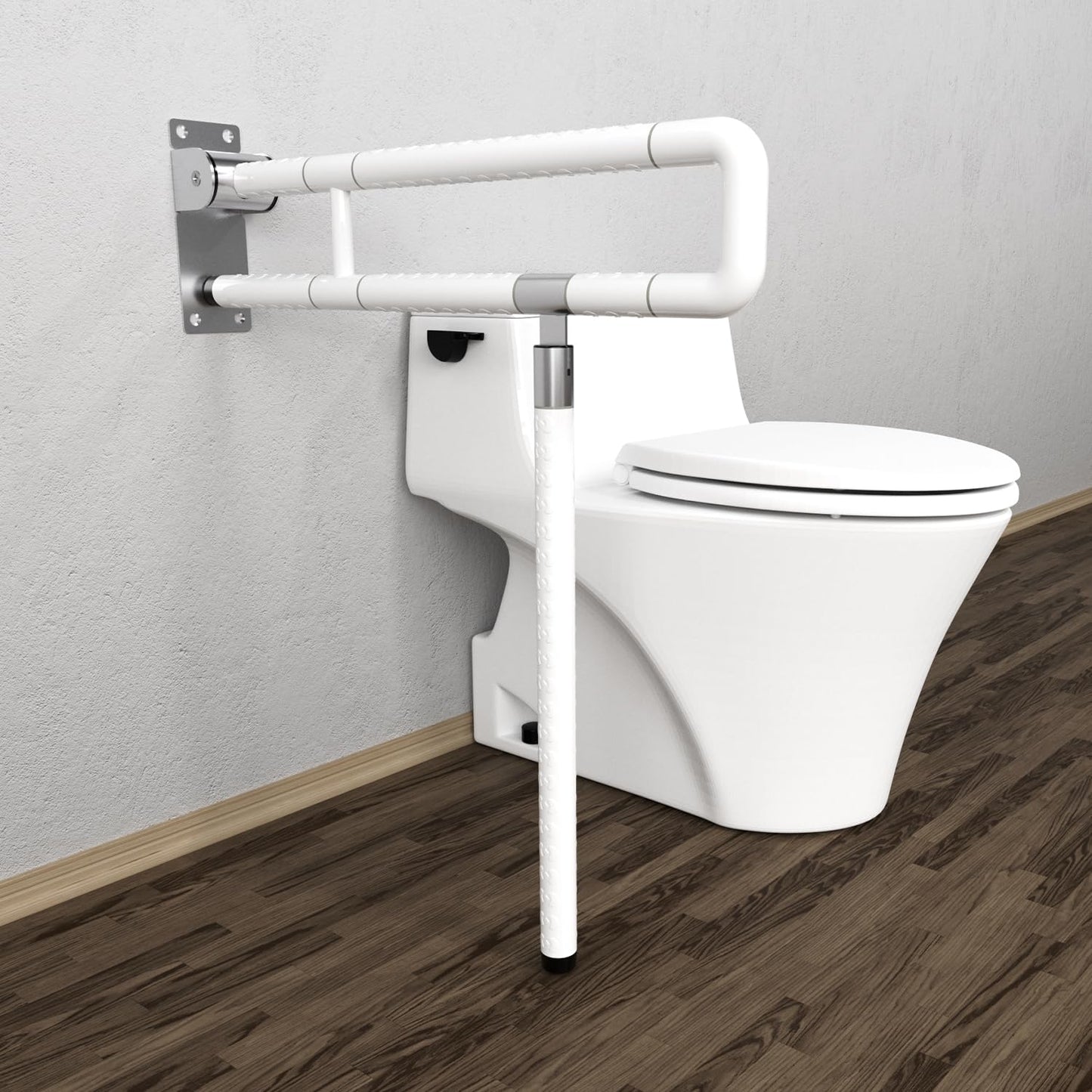 Tubiaz Wall-Mounted Support Handle, Folding Handrail for Shower, Toilet Support Aid, Standing Aid, Safety Handrail, Non-Slip Handrail for Seniors, Disabled Pregnant Women, up to 200 kg, White