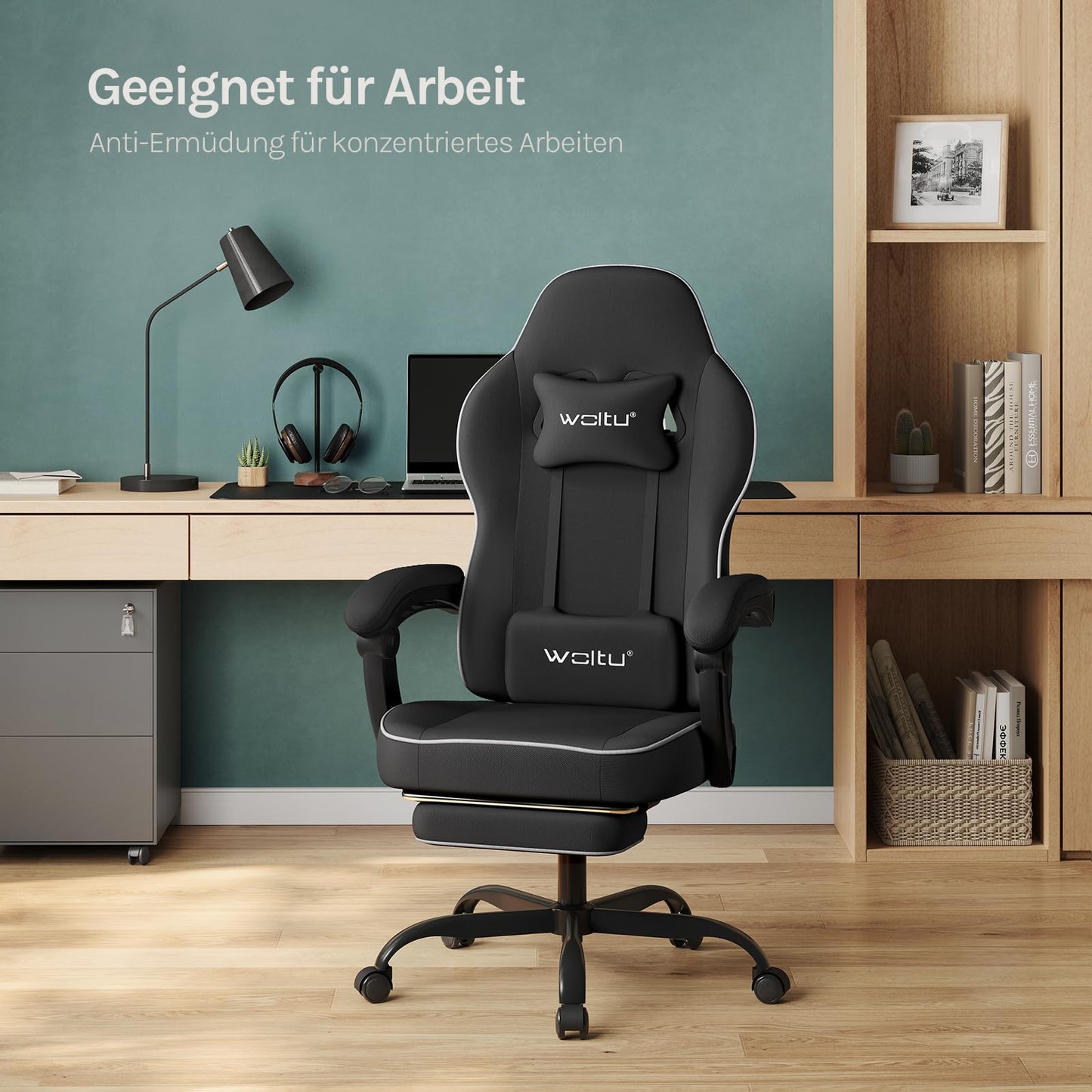 WOLTU Gaming Chair with Pocket Spring Cushion, 150 kg Weight Capacity, Ergonomic Swivel Chair, with Pillow, Lumbar Cushion, Footrest, Mesh, Pink, GS16rs