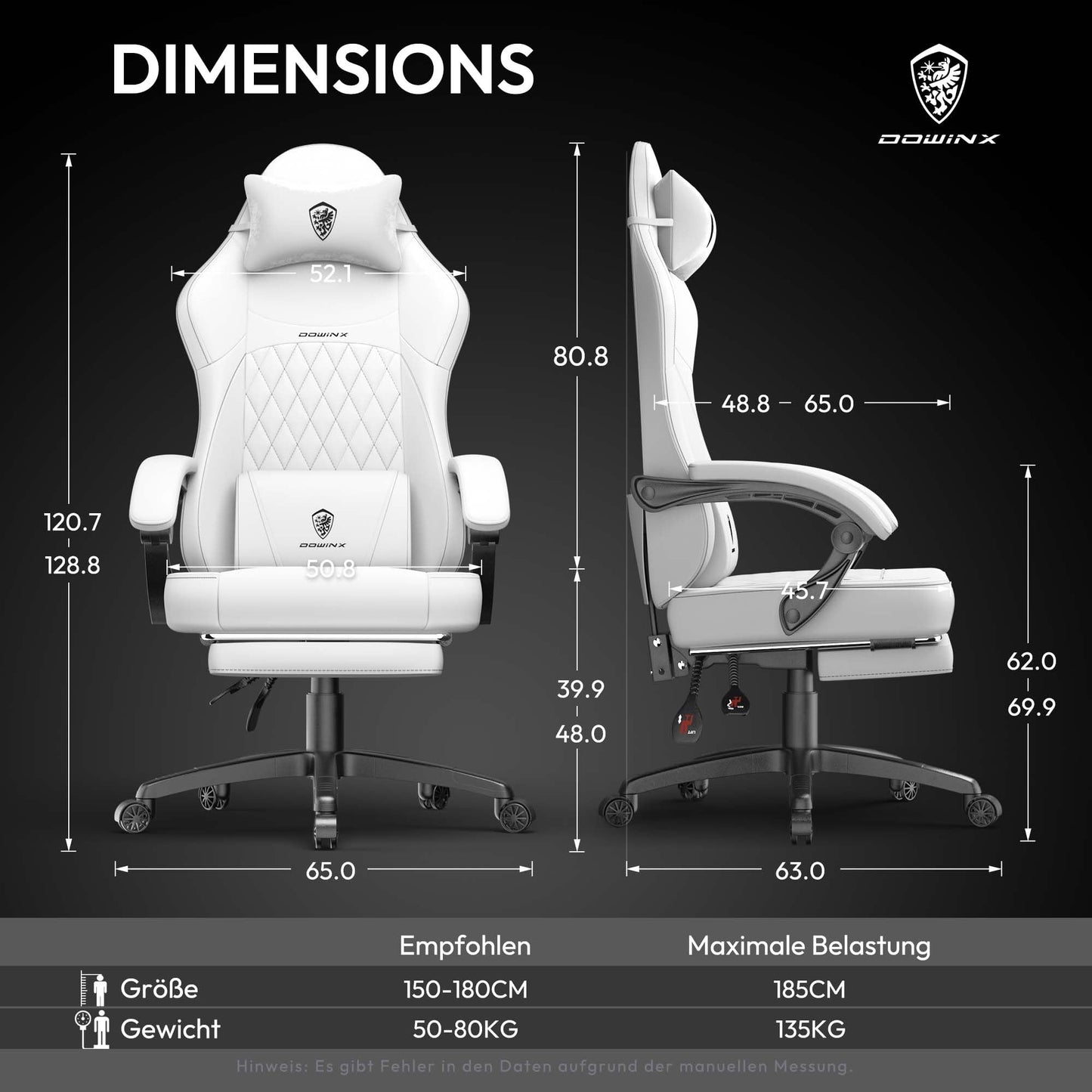 Dowinx Gaming Chair, Racing Gamer Chair, Ergonomic Gaming Chair with Lumbar Support, Gaming Chair, PU Leather, 150 kg, Black Purple