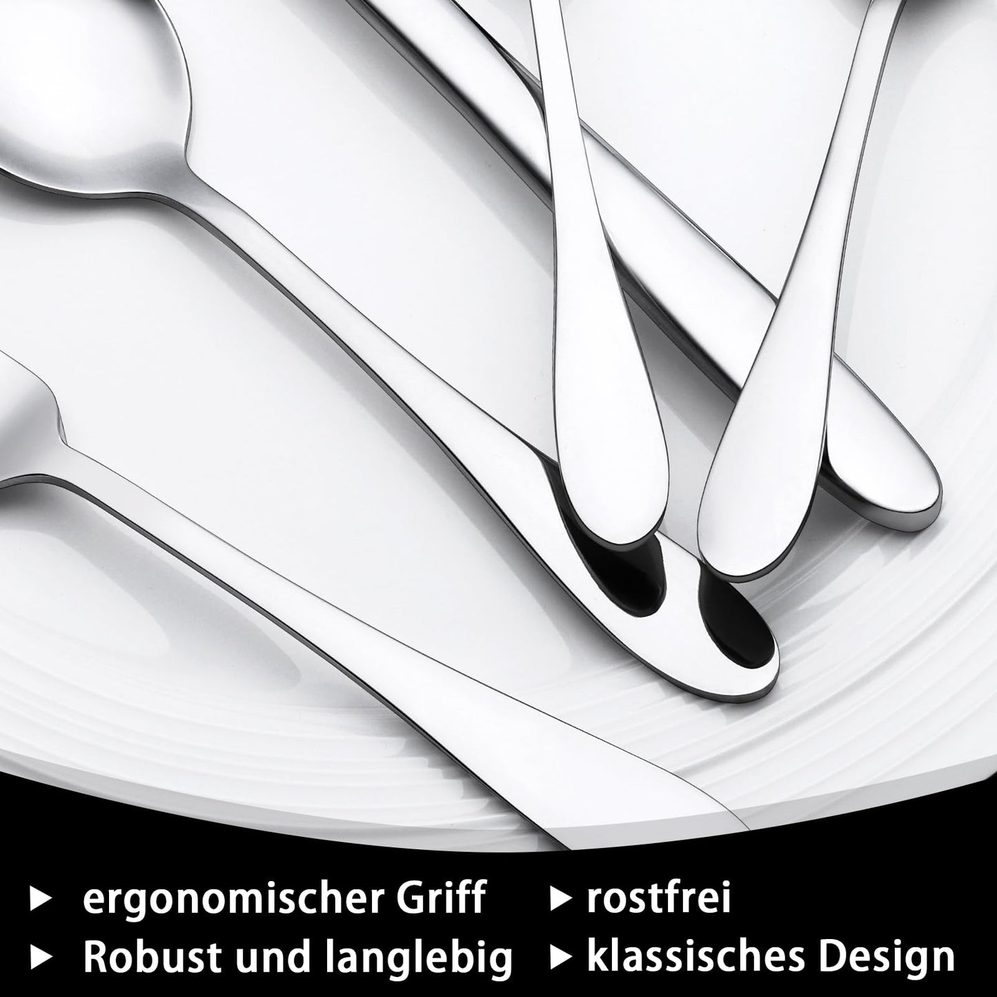 Terlulu 36 teiliges Edelstahl Besteckset mit Steakmesser, Besteck Set 6 Personen, Elegantes Essbesteck Set mit Messer Gabel Löffel, Tafelbesteck für Haus/Party/Restaurant, Spülmaschinenfest